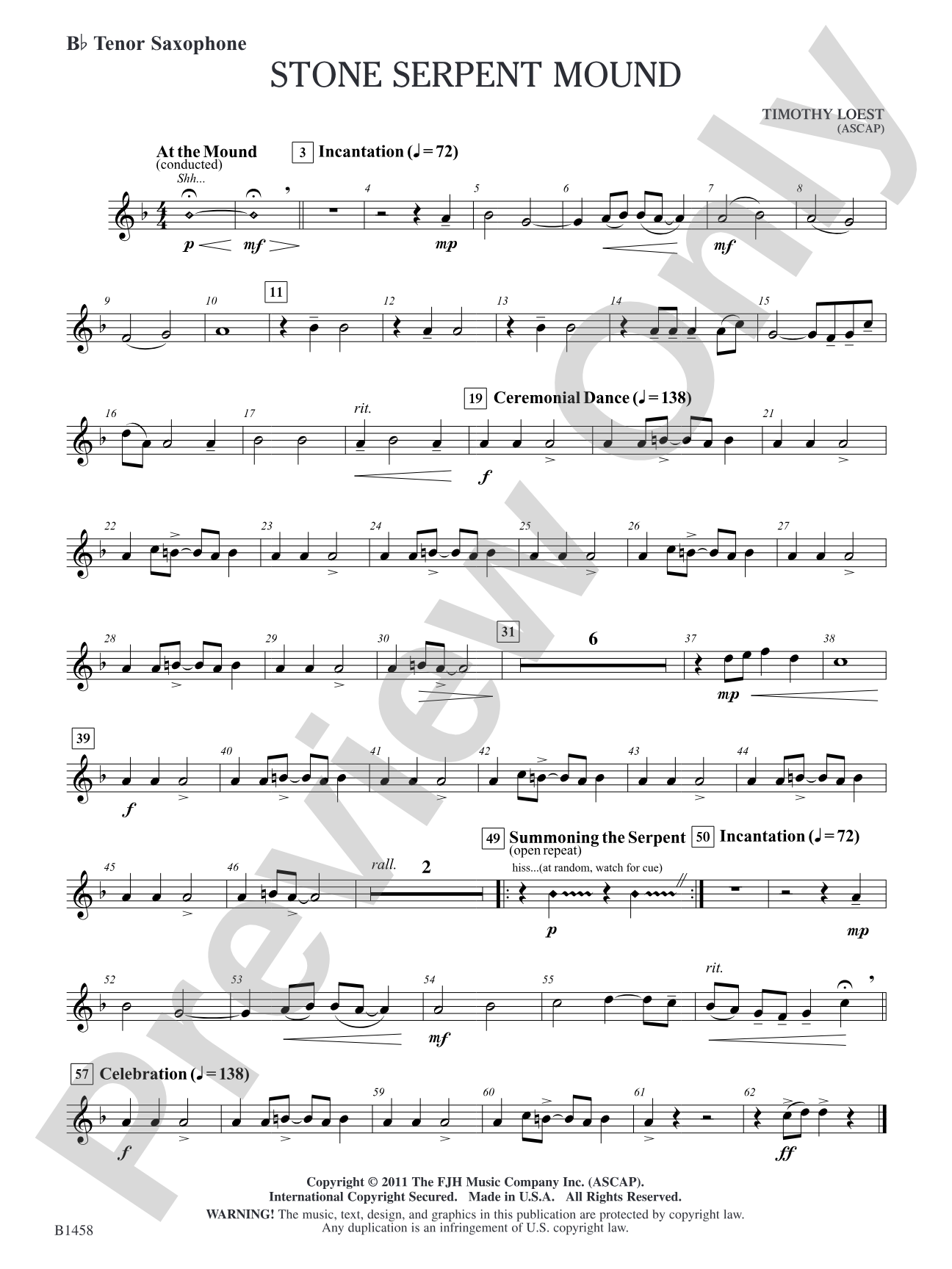Stone Serpent Mound: B-flat Tenor Saxophone