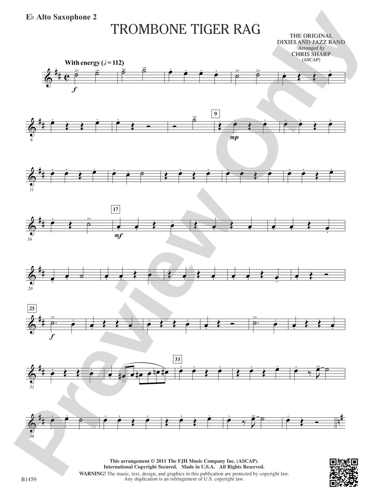 Trombone Tiger Rag: E-flat Alto Saxophone 2