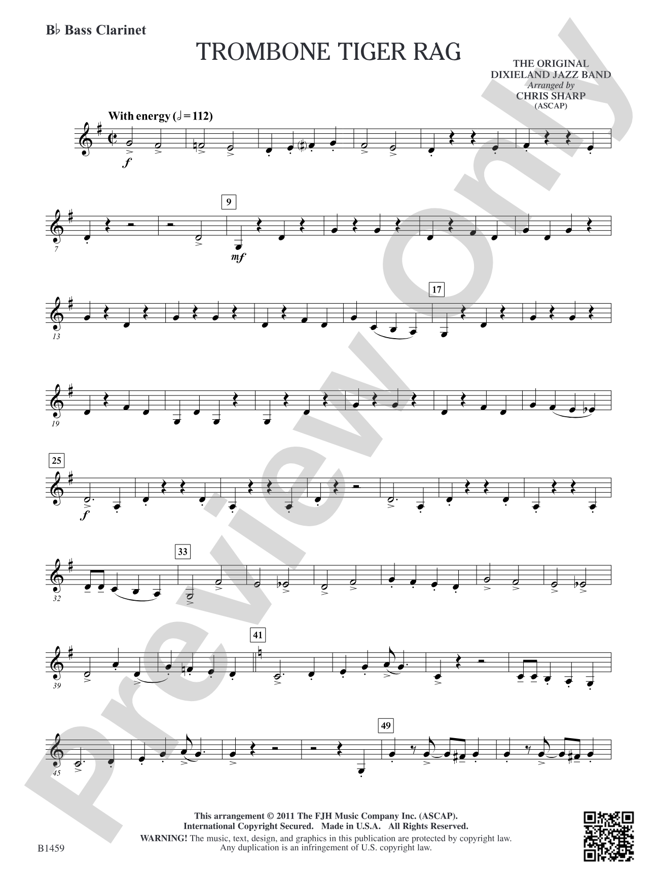 Trombone Tiger Rag: B-flat Bass Clarinet