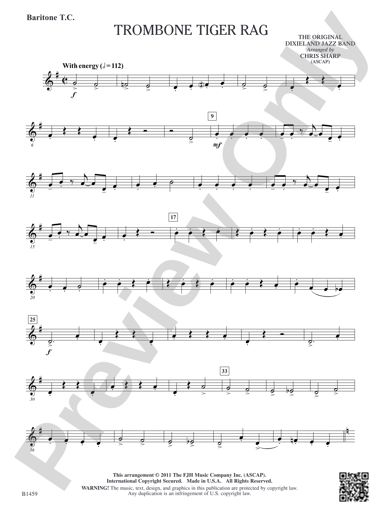 Trombone Tiger Rag: Baritone T.C.