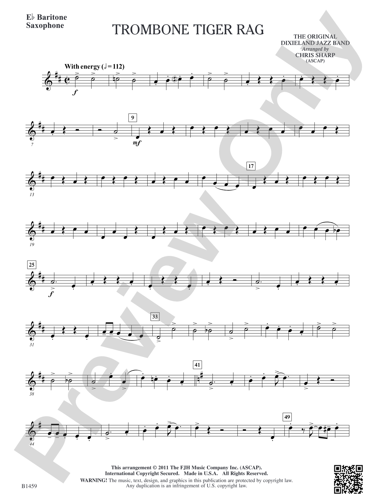 Trombone Tiger Rag: E-flat Baritone Saxophone
