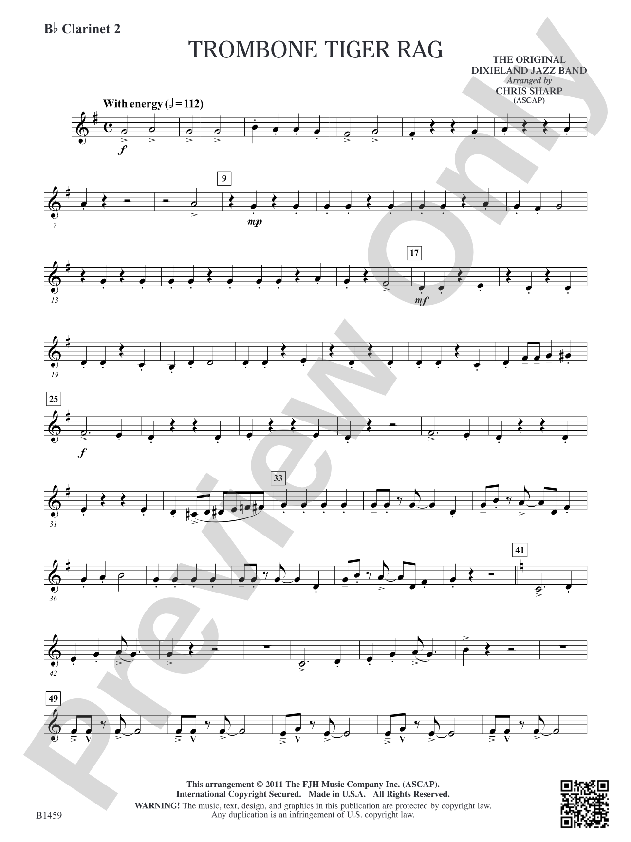 Trombone Tiger Rag: B-flat Clarinet 2