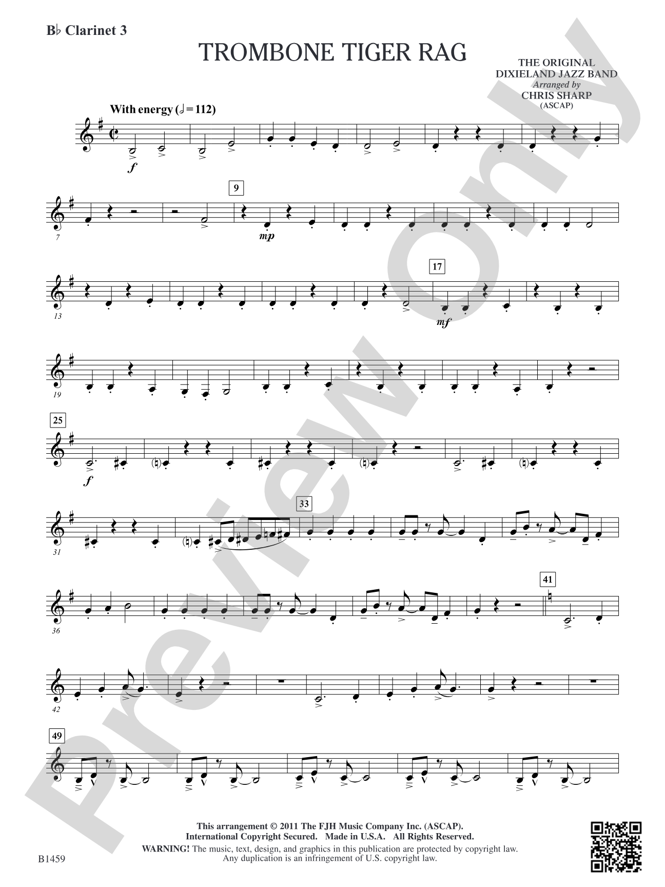 Trombone Tiger Rag: B-flat Clarinet 3