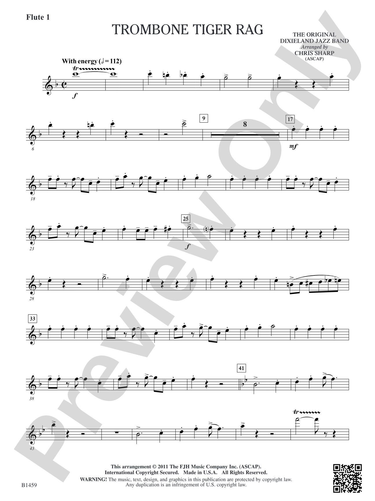 Trombone Tiger Rag: Flute 1