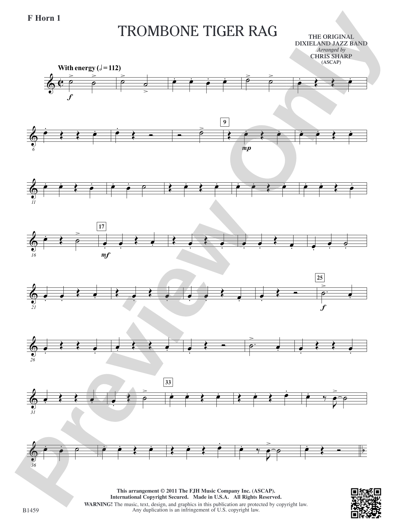 Trombone Tiger Rag: F Horn 1