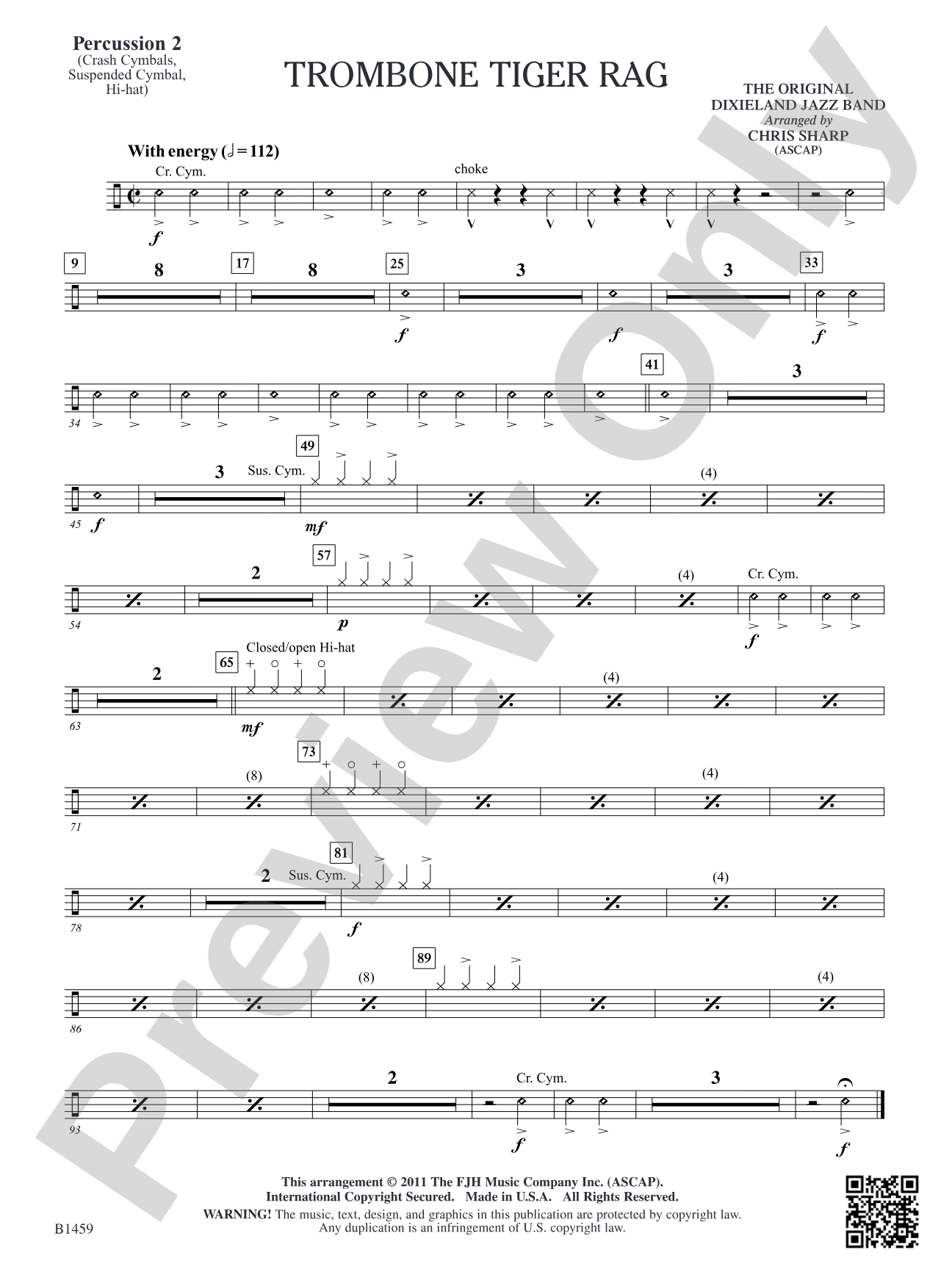 Trombone Tiger Rag: Percussion 2