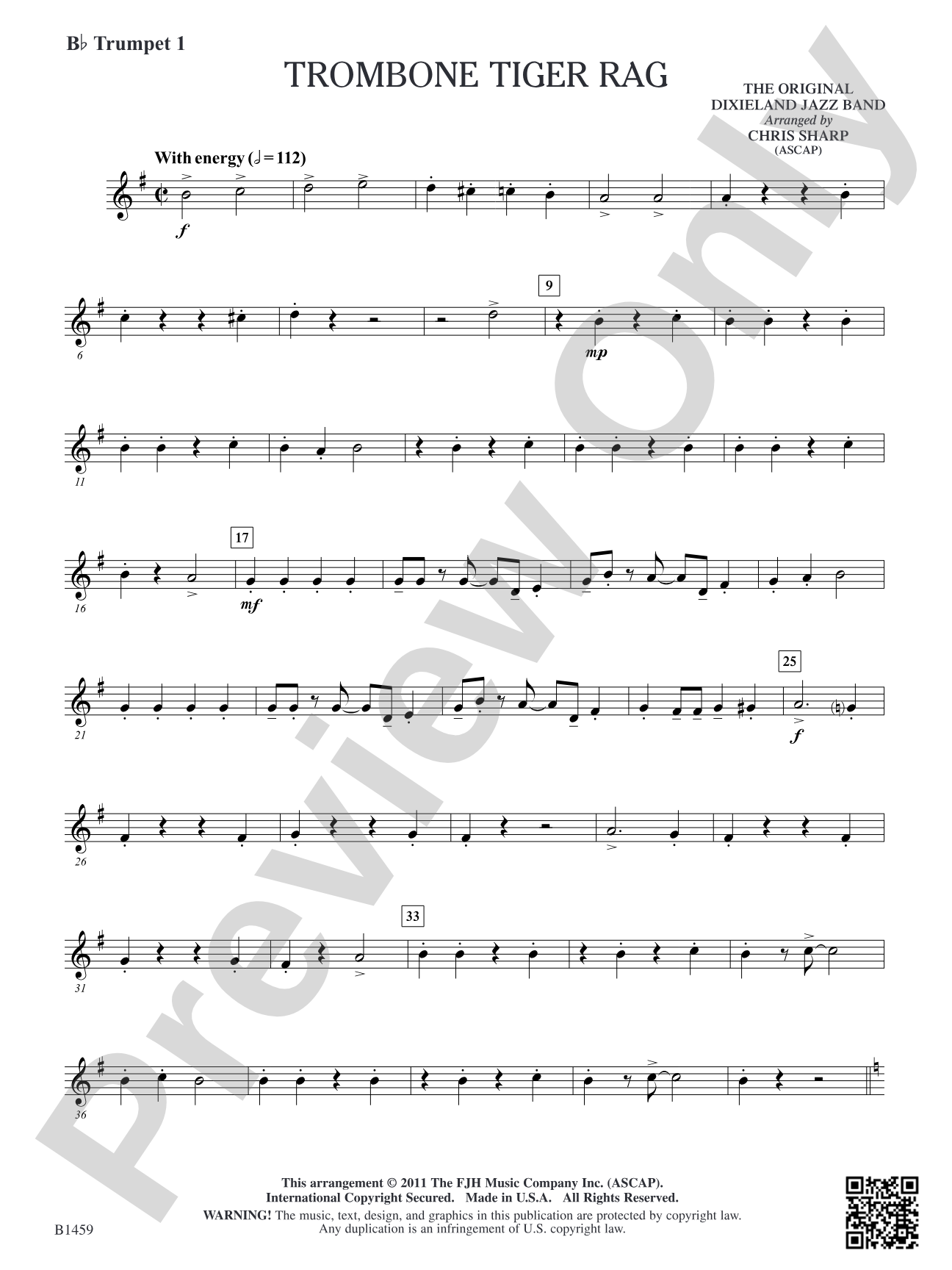 Trombone Tiger Rag: B-flat Trumpet 1