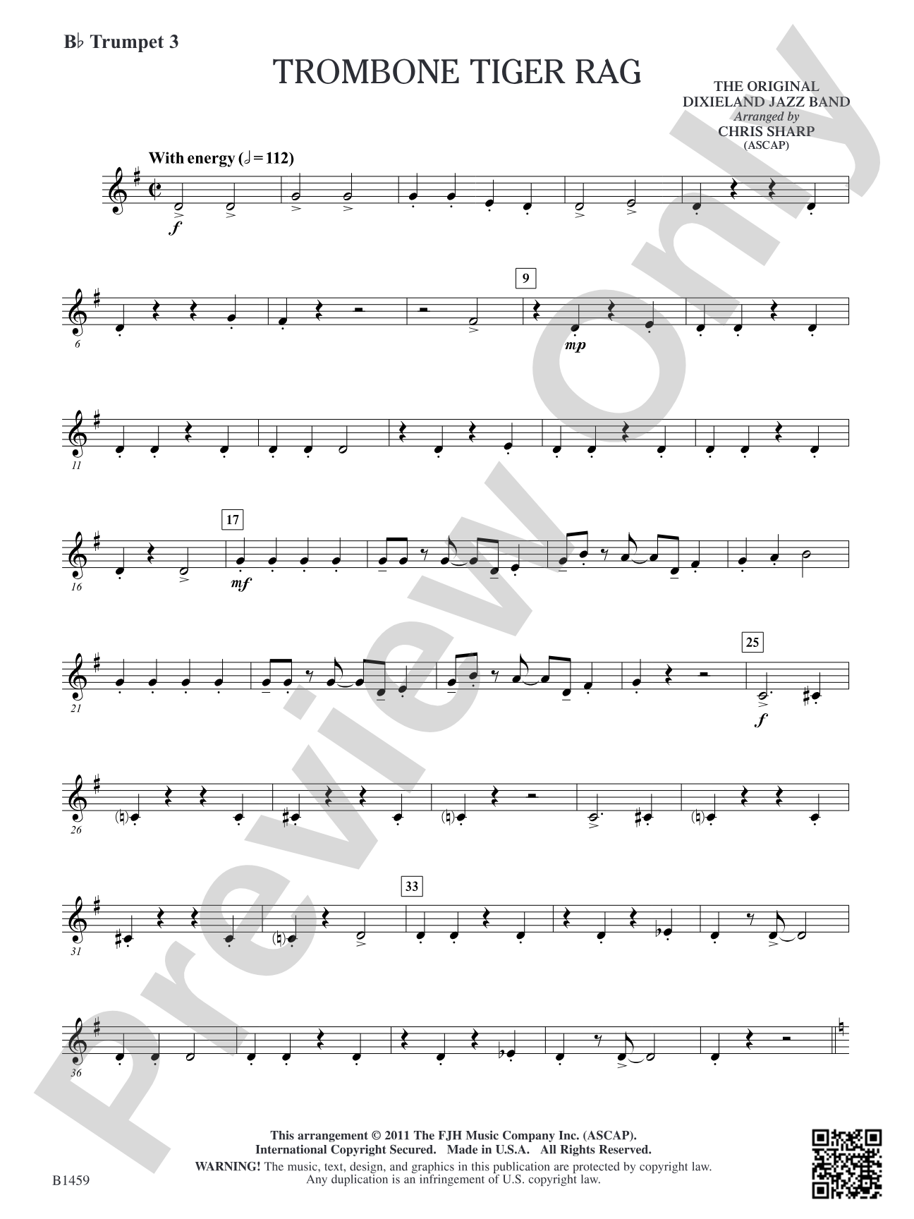 Trombone Tiger Rag: B-flat Trumpet 3