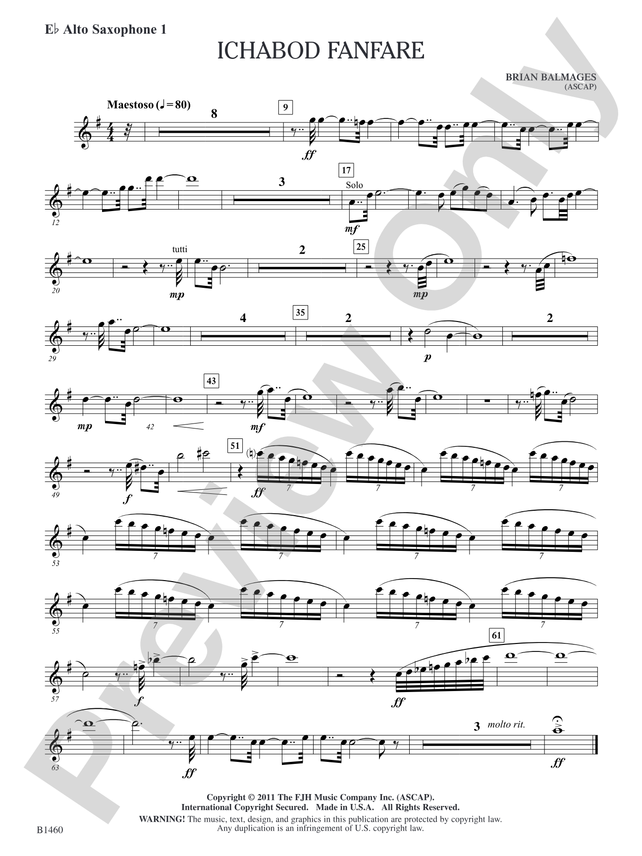 Ichabod Fanfare: E-flat Alto Saxophone 1