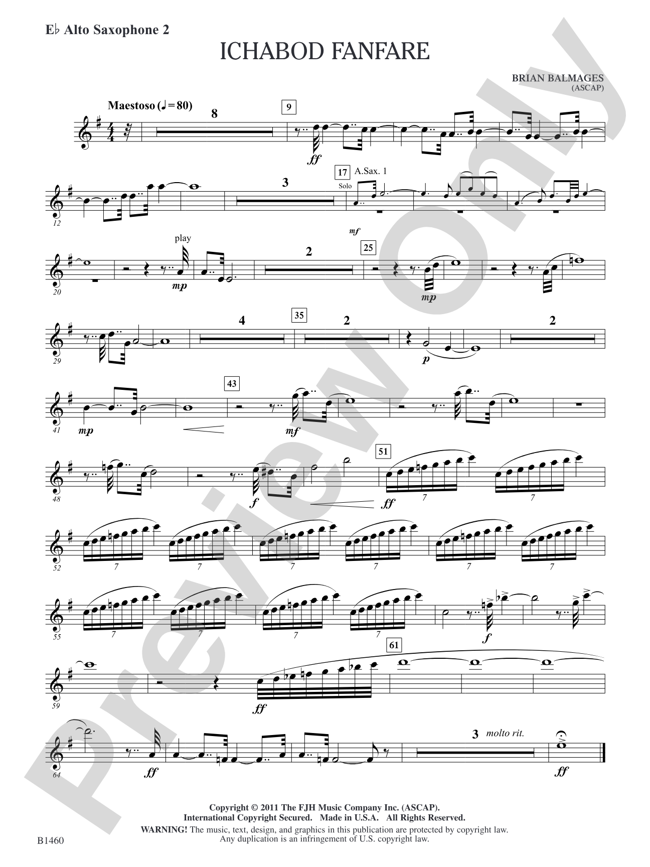 Ichabod Fanfare: E-flat Alto Saxophone 2