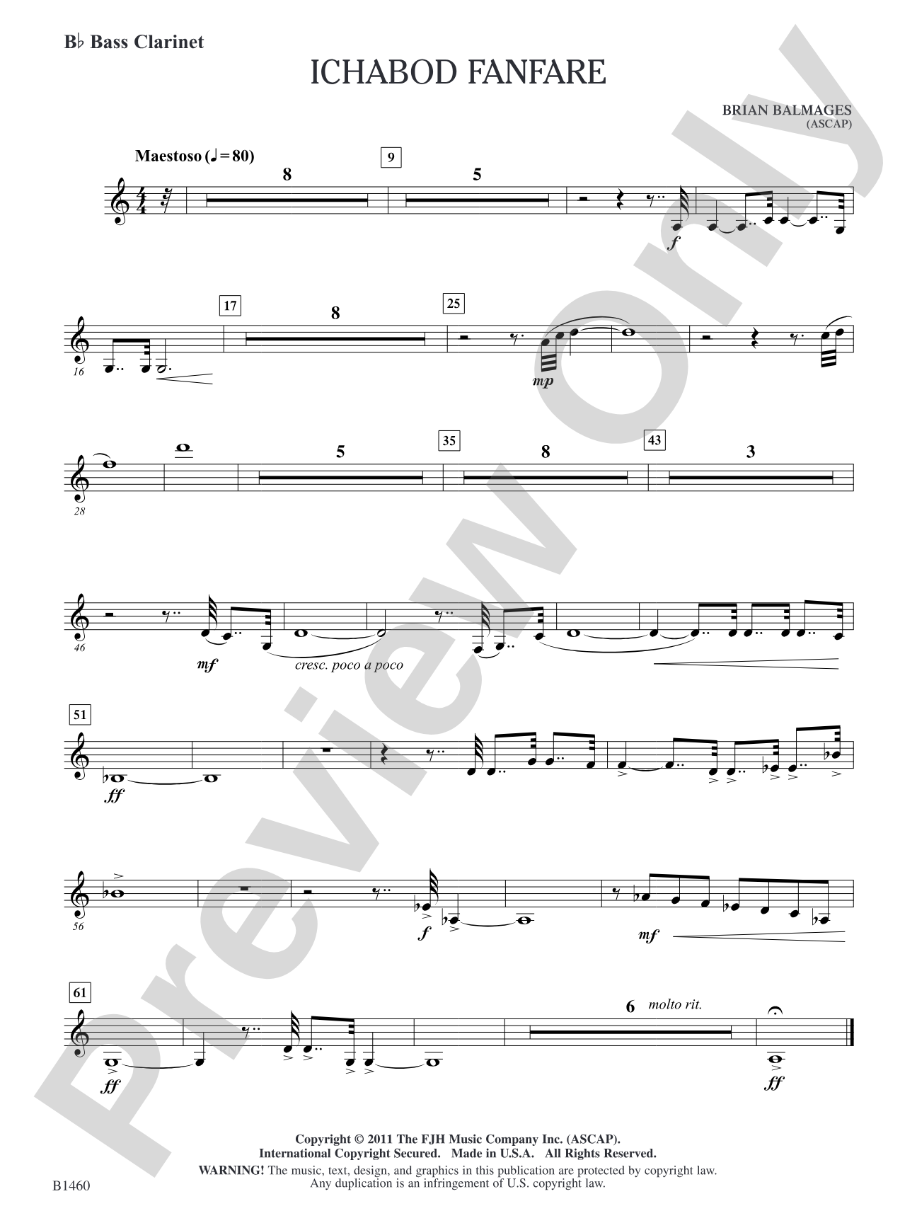 Ichabod Fanfare: B-flat Bass Clarinet