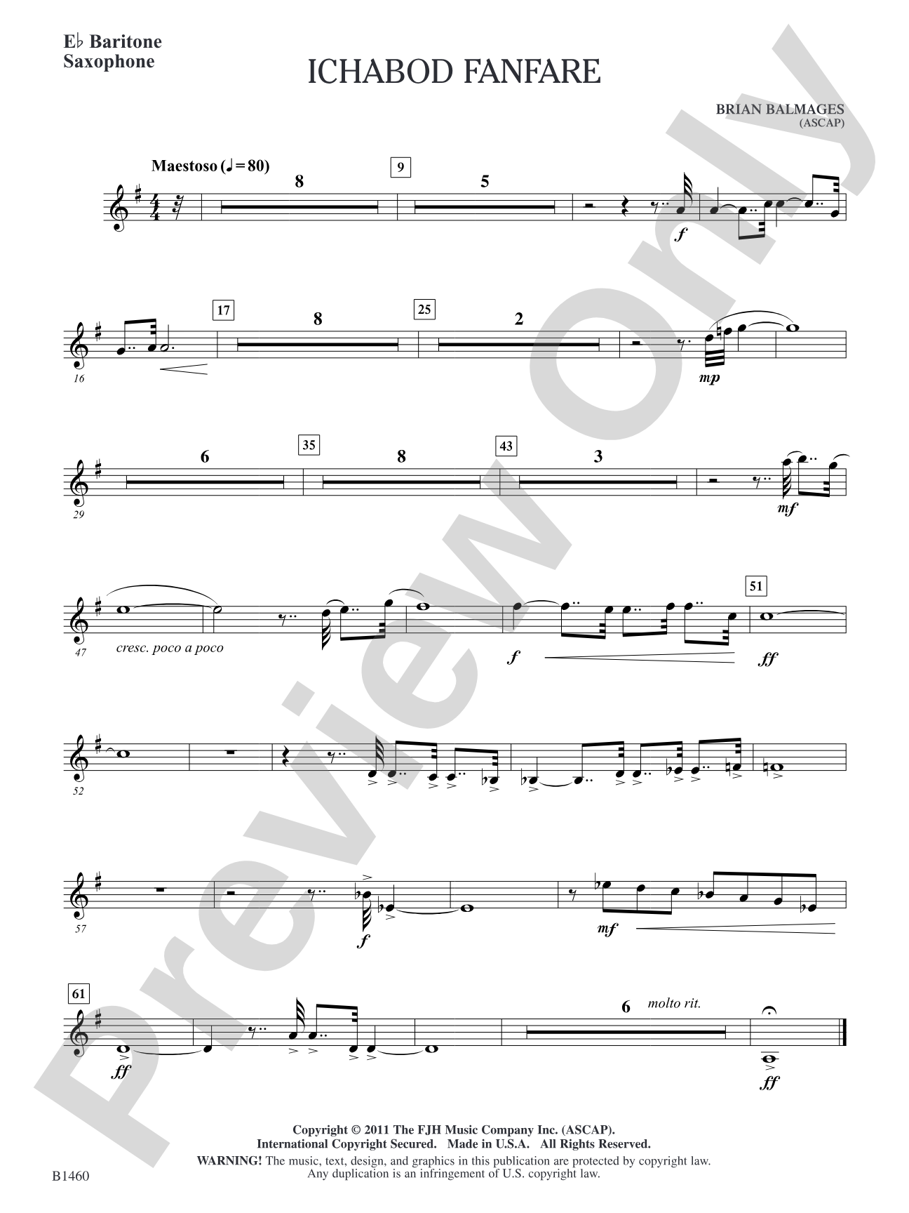 Ichabod Fanfare: E-flat Baritone Saxophone