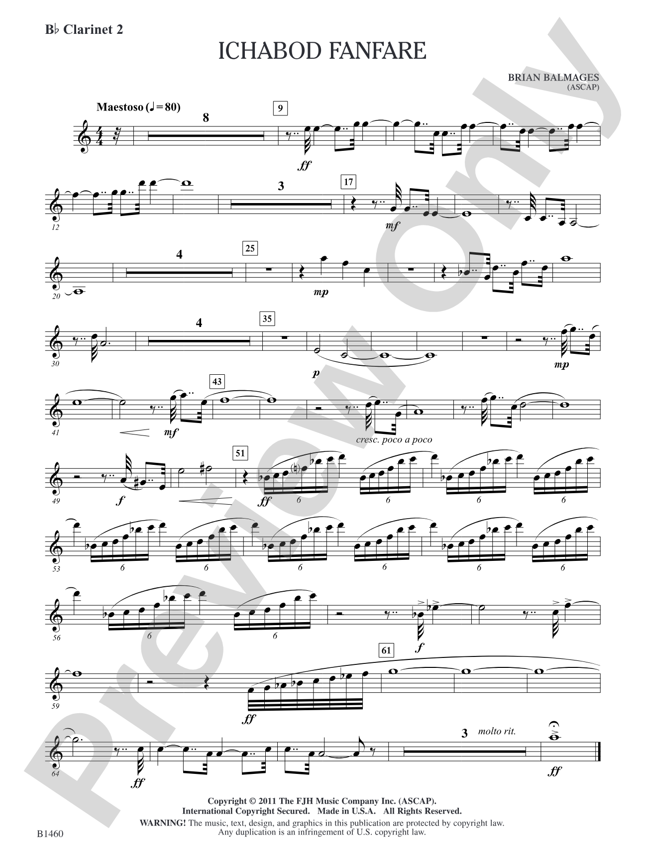 Ichabod Fanfare: B-flat Clarinet 2