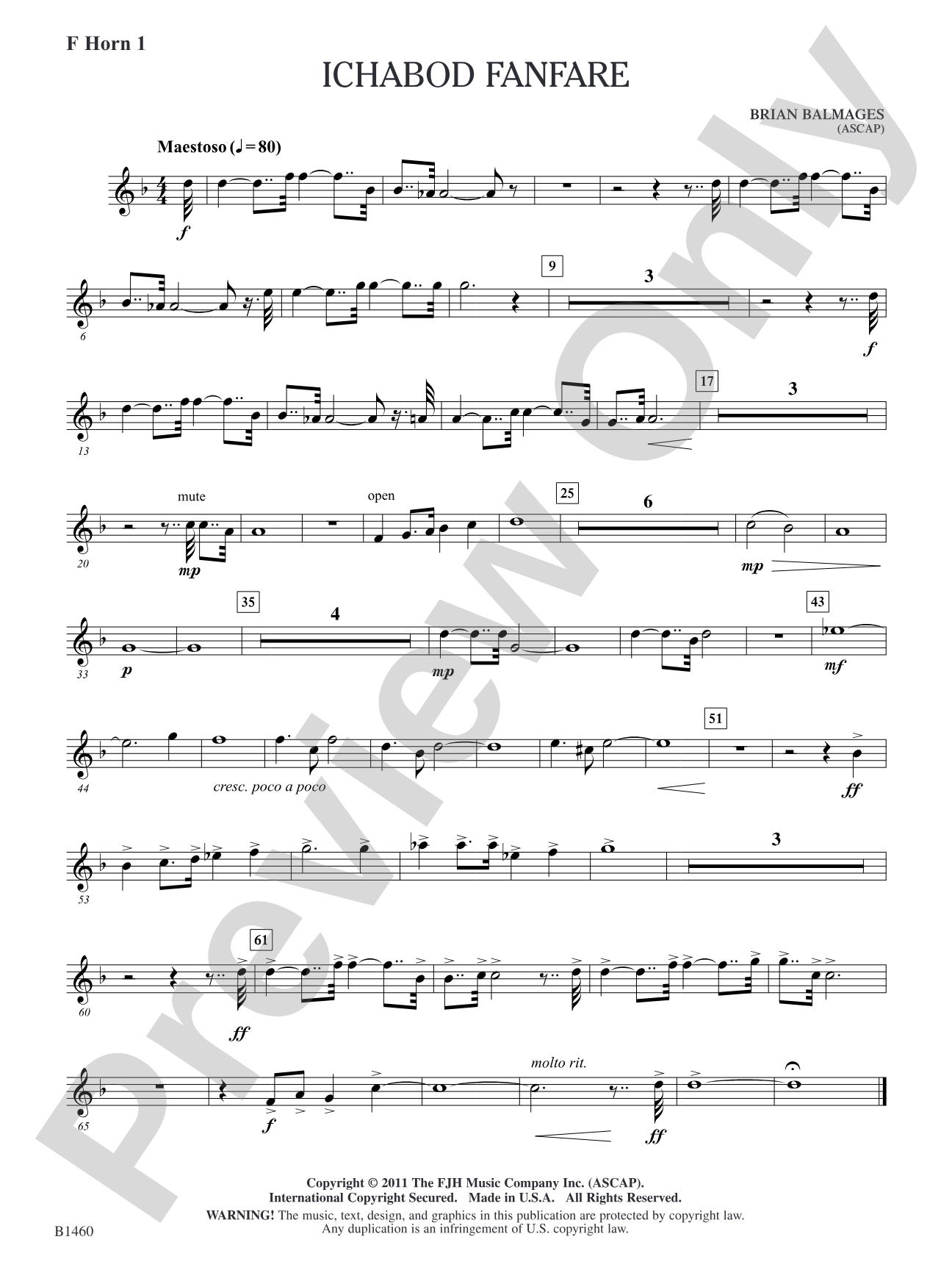 Ichabod Fanfare: F Horn 1