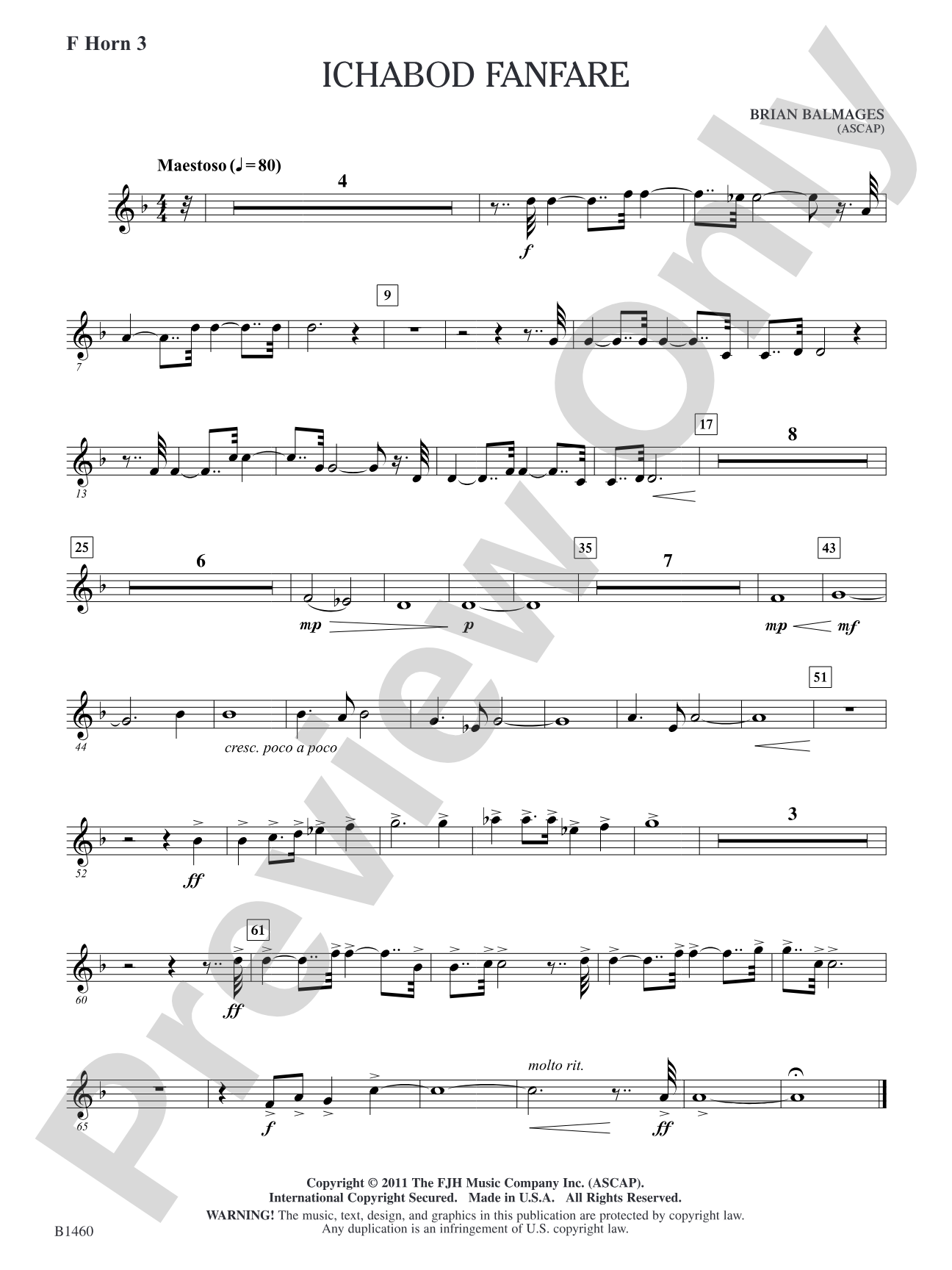Ichabod Fanfare: F Horn 3