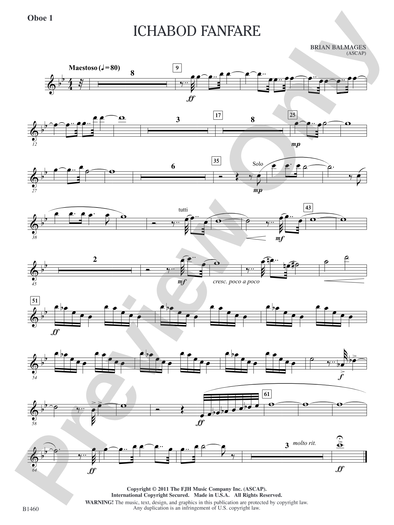 Ichabod Fanfare: Oboe 1