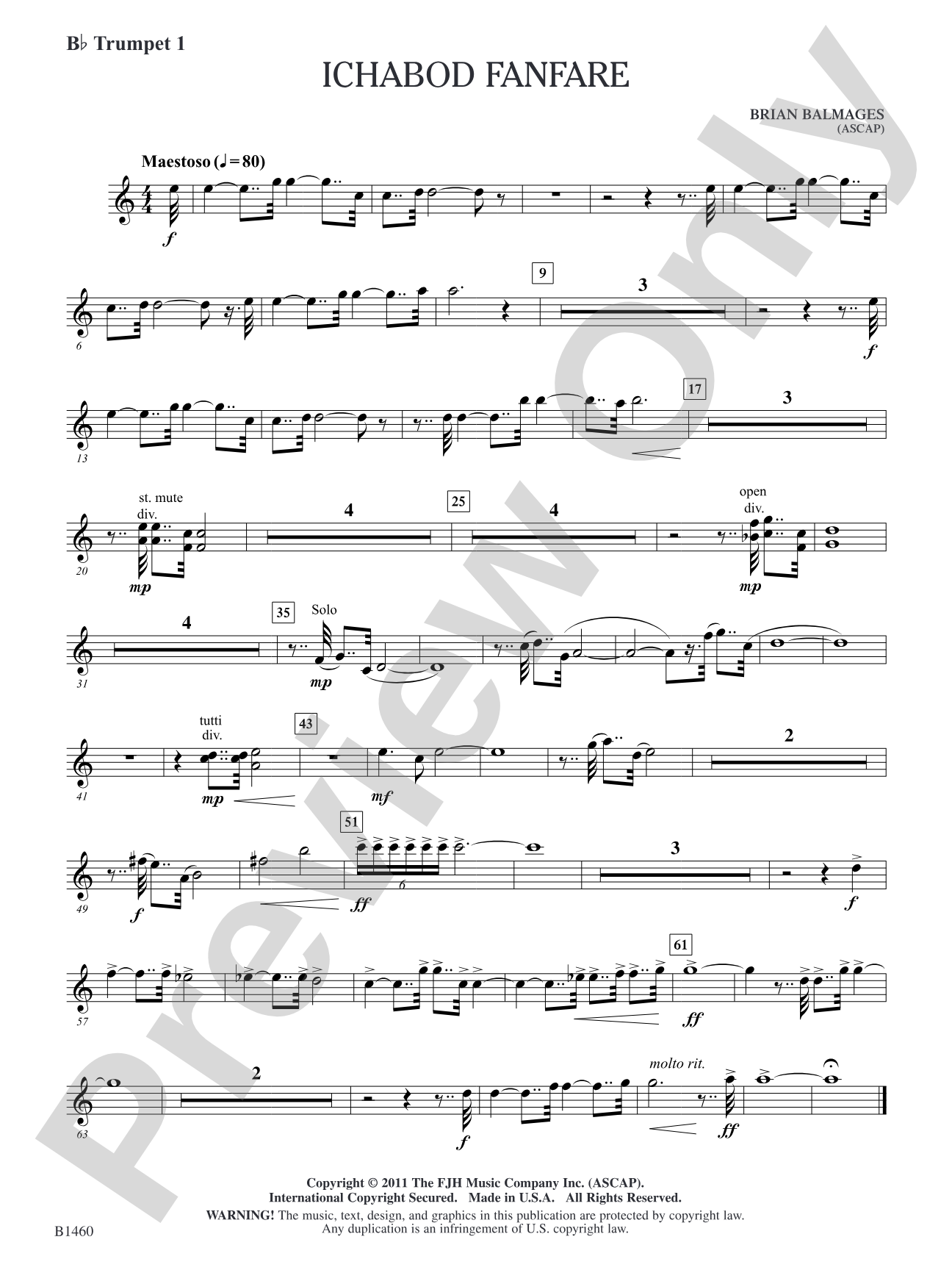 Ichabod Fanfare: B-flat Trumpet 1