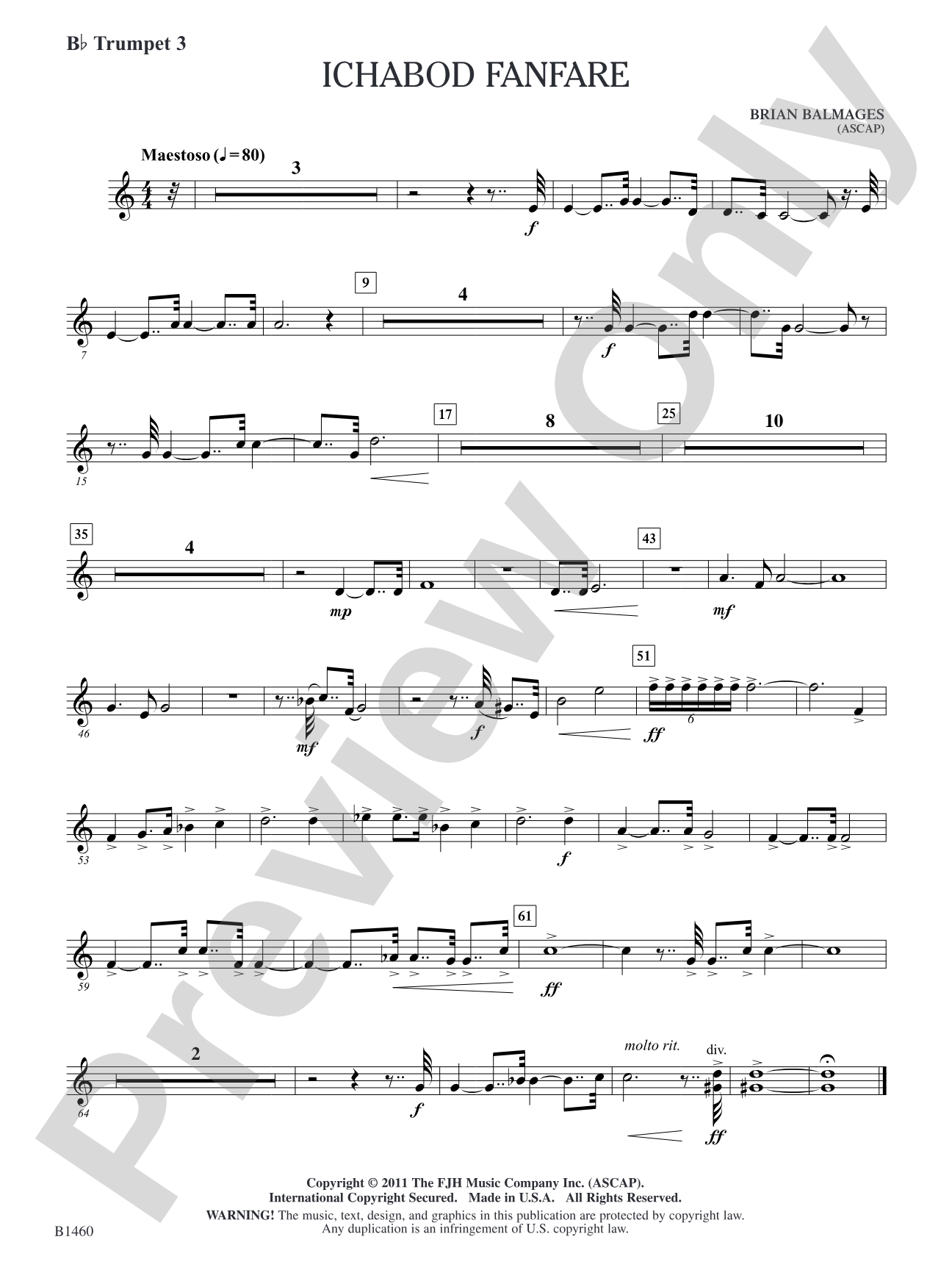 Ichabod Fanfare: B-flat Trumpet 3