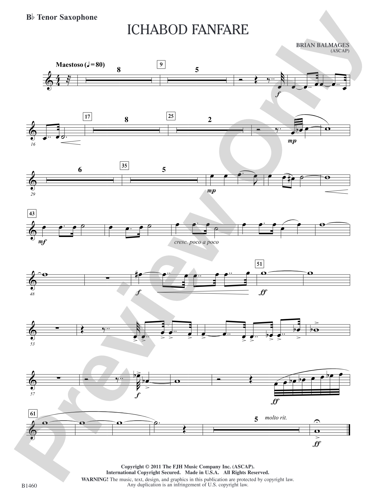 Ichabod Fanfare: B-flat Tenor Saxophone