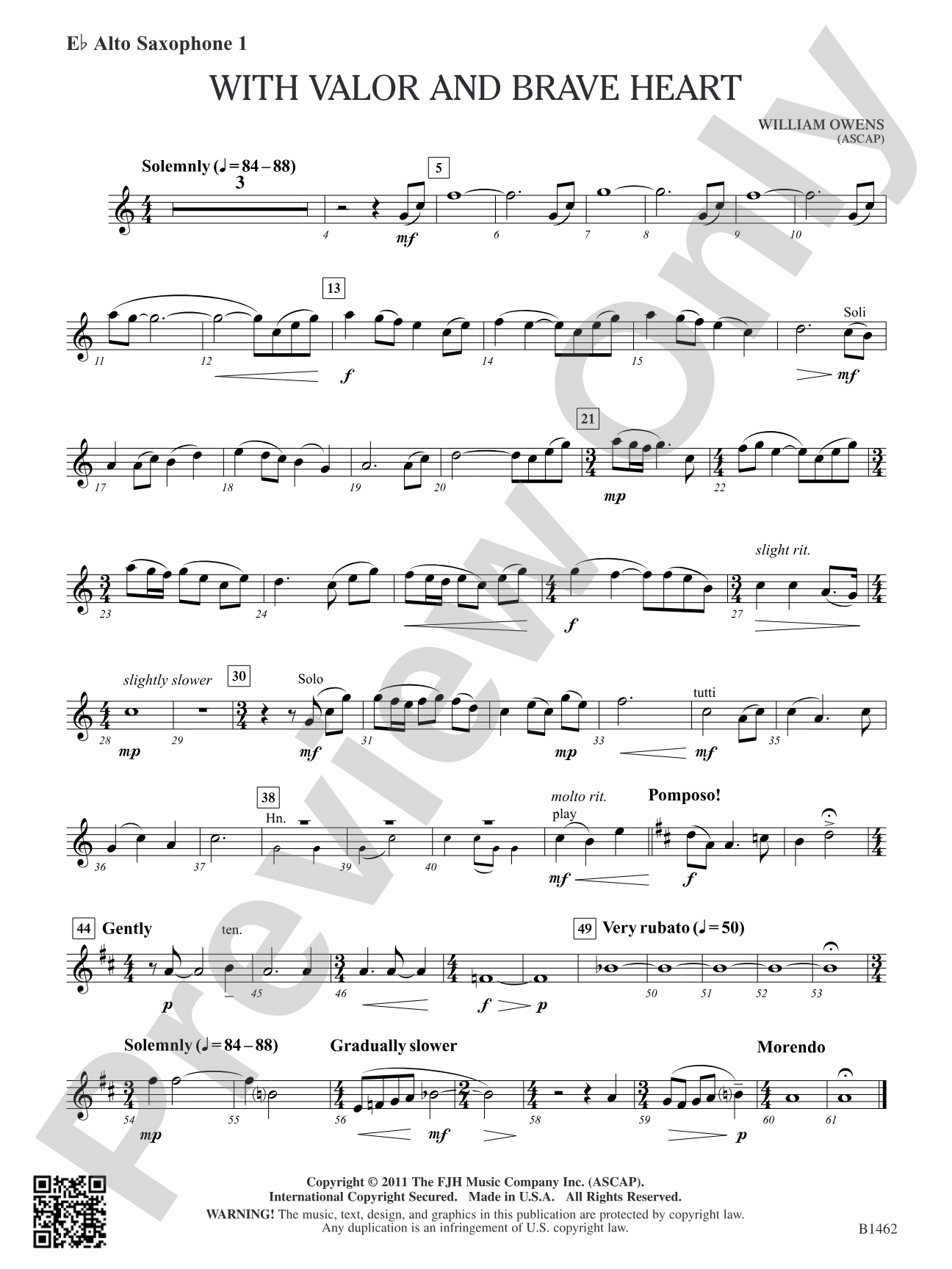 With Valor and Brave Heart: E-flat Alto Saxophone 1