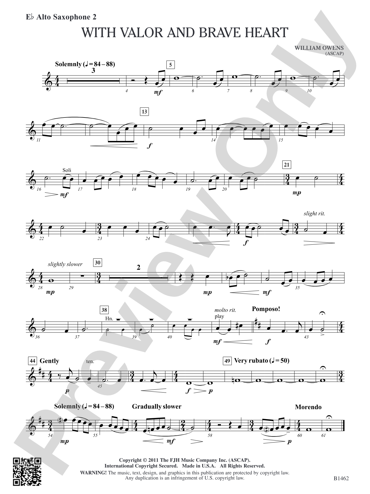 With Valor and Brave Heart: E-flat Alto Saxophone 2