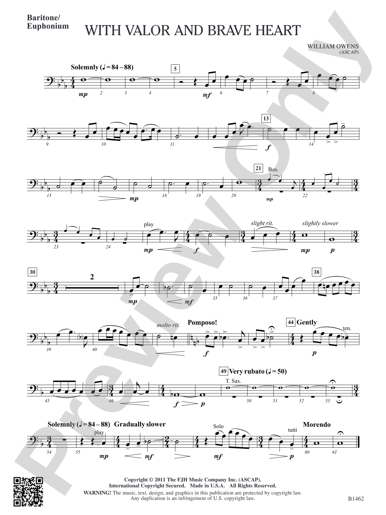 With Valor and Brave Heart: Baritone/Euphonium