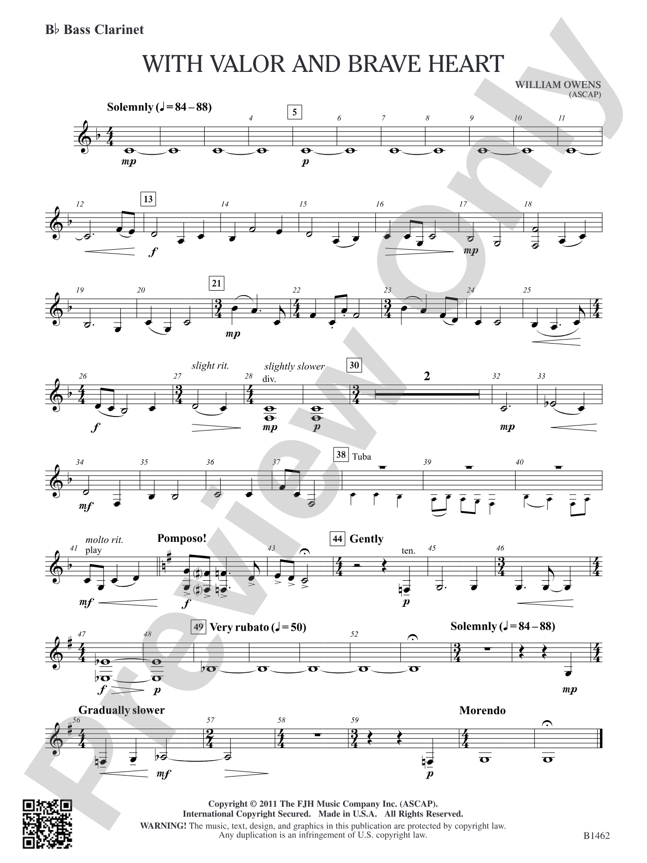 With Valor and Brave Heart: B-flat Bass Clarinet