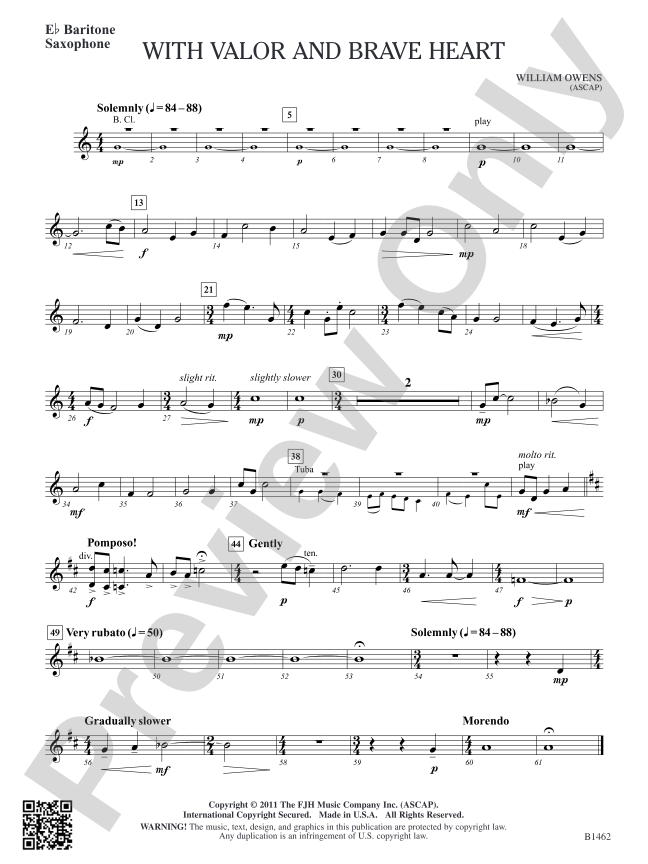 With Valor and Brave Heart: E-flat Baritone Saxophone