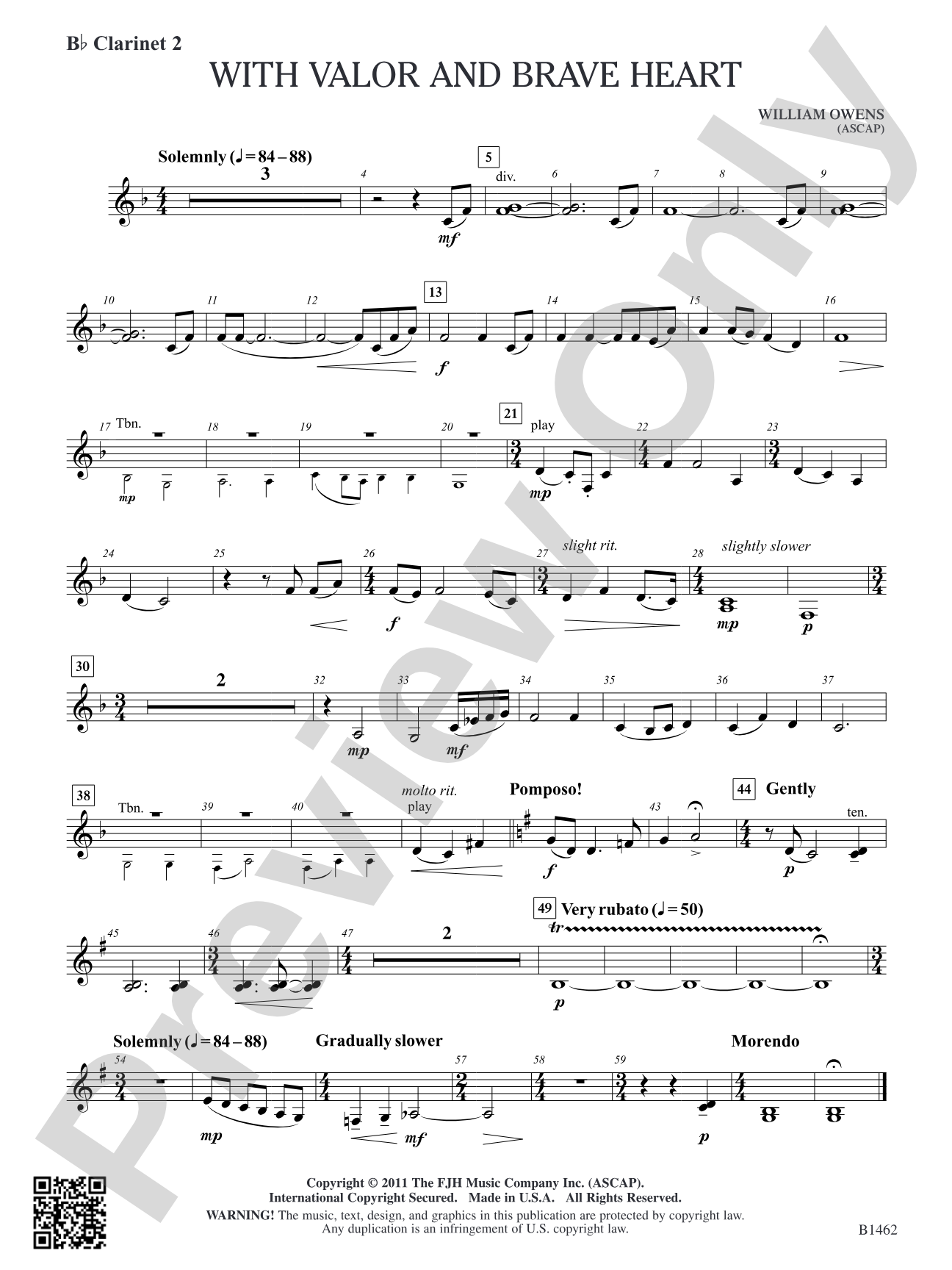With Valor and Brave Heart: B-flat Clarinet 2