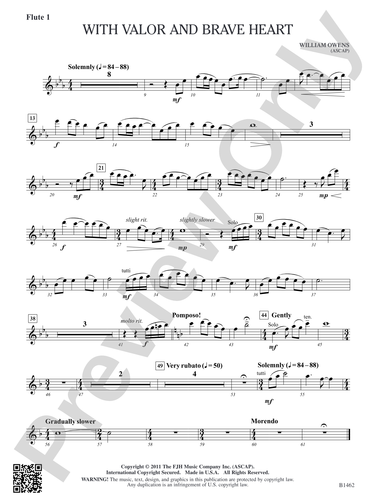 With Valor and Brave Heart: Flute 1