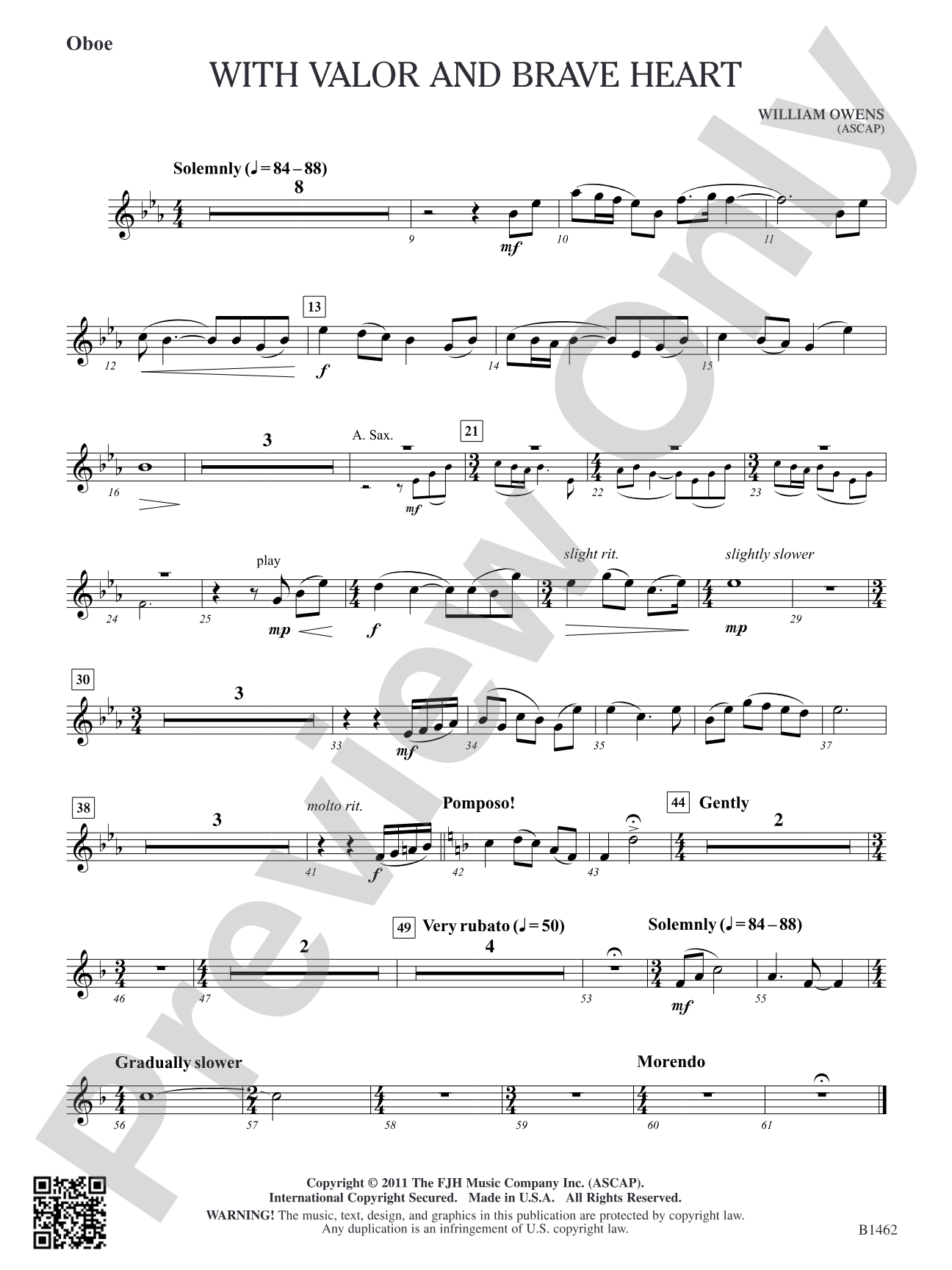 With Valor and Brave Heart: Oboe