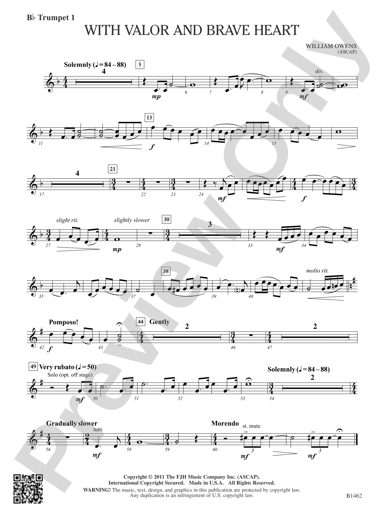 With Valor and Brave Heart: B-flat Trumpet 1