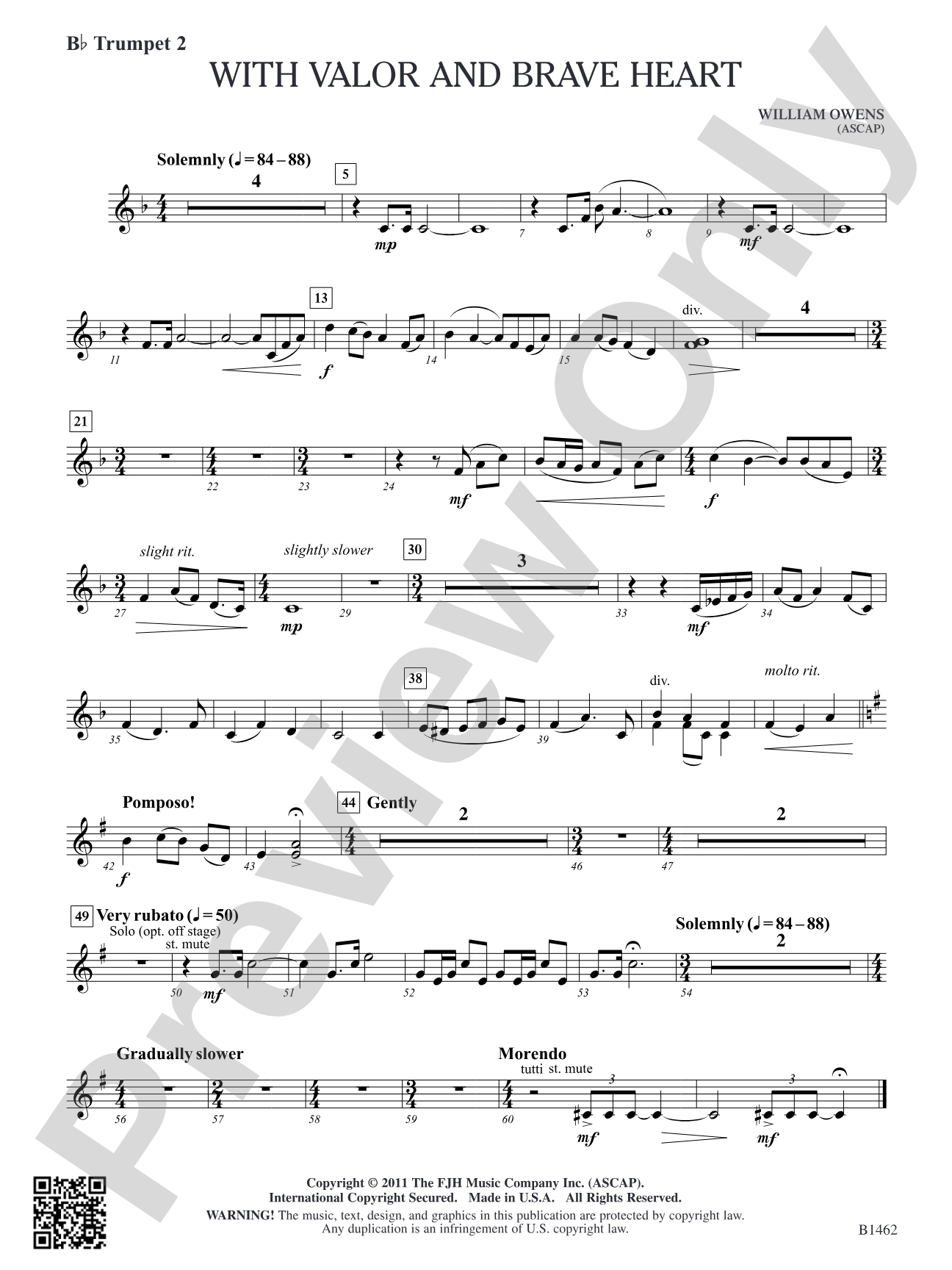 With Valor and Brave Heart: B-flat Trumpet 2