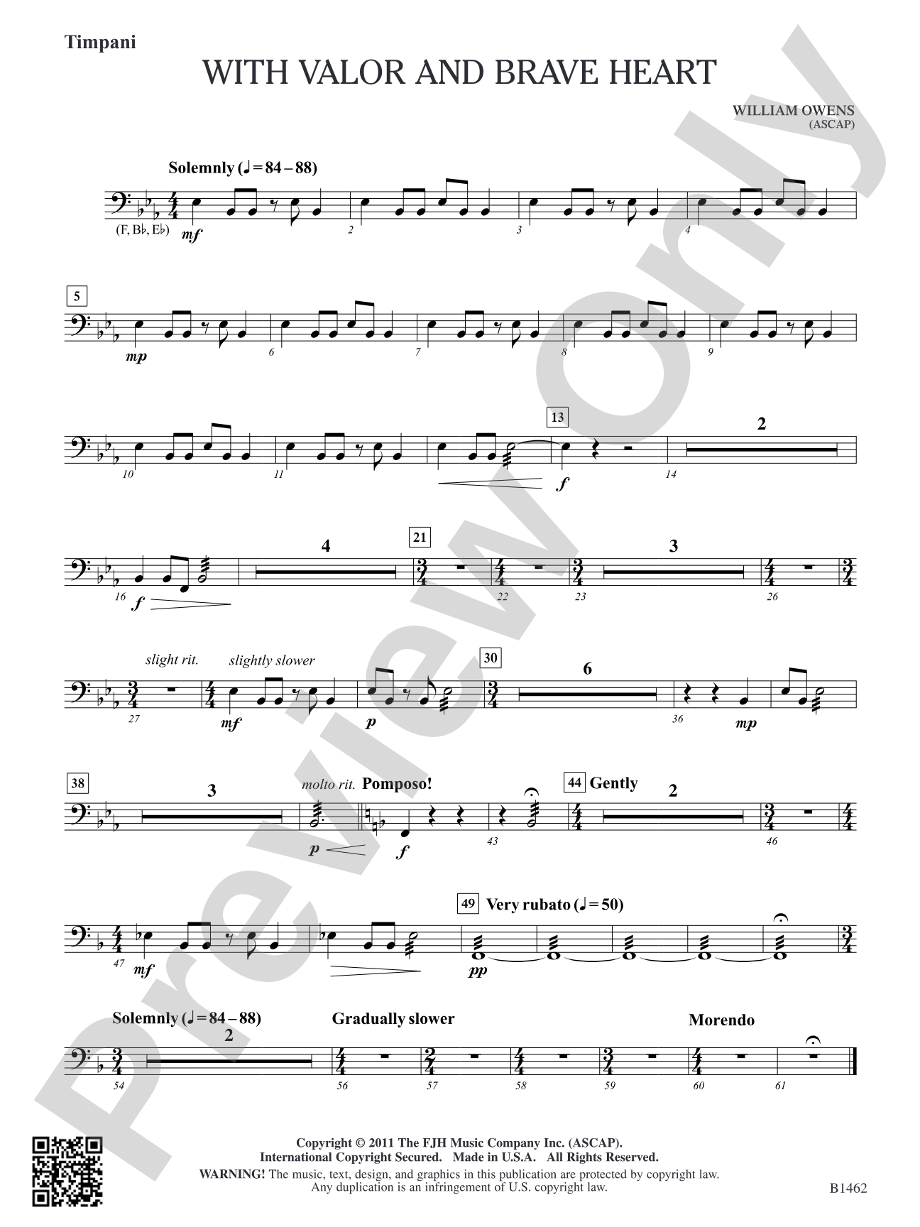 With Valor and Brave Heart: Timpani