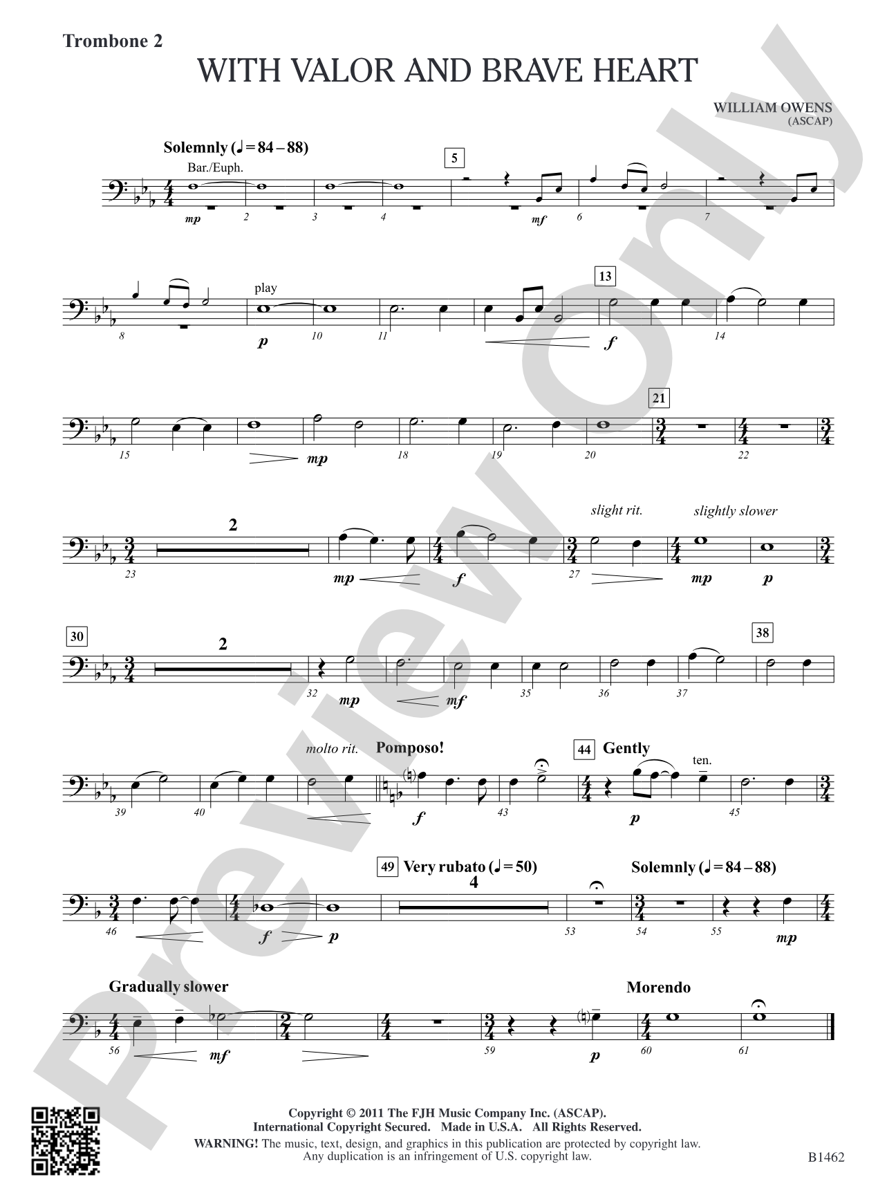 With Valor and Brave Heart: Trombone 2