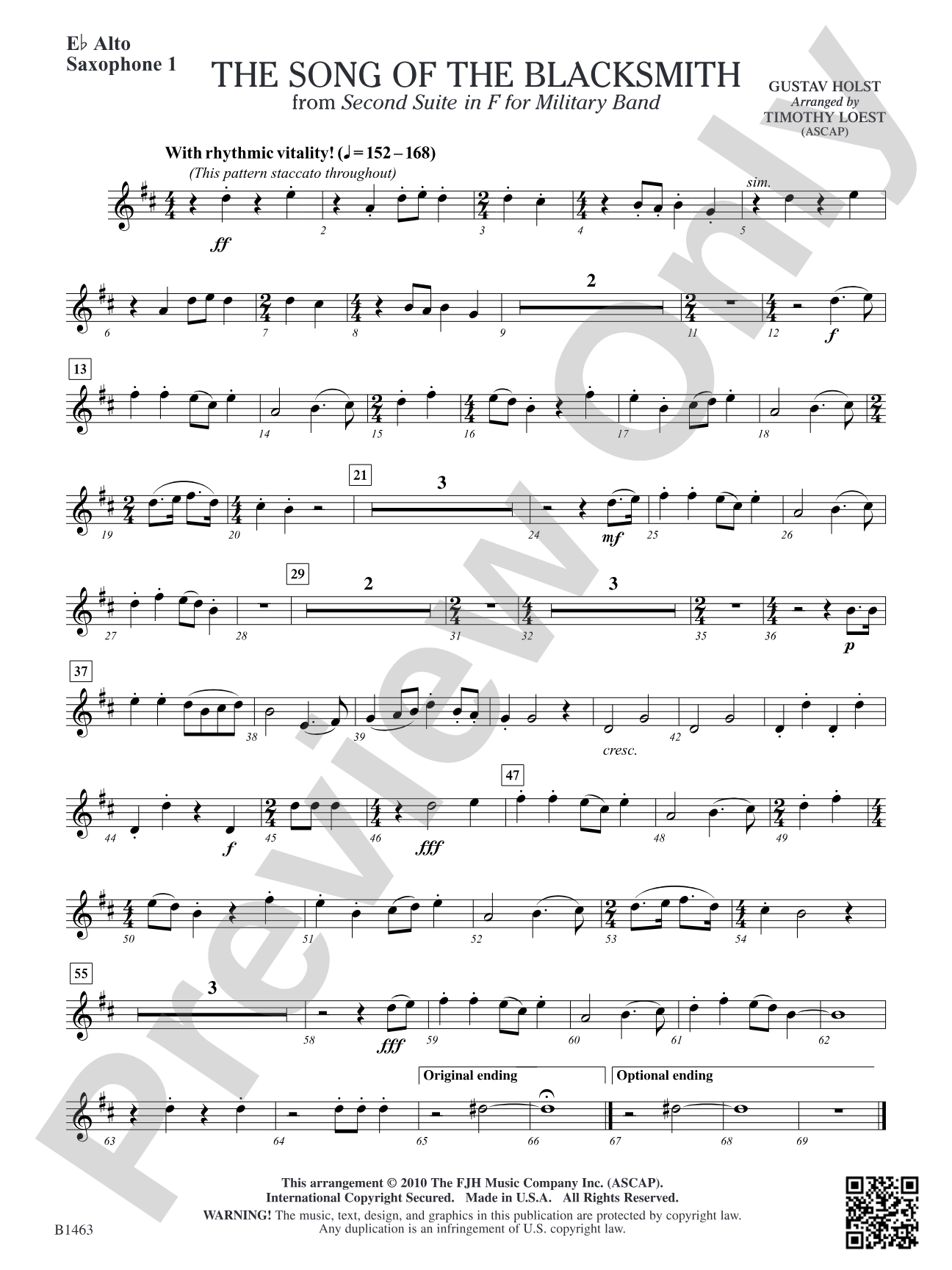 The Song of the Blacksmith: E-flat Alto Saxophone 1