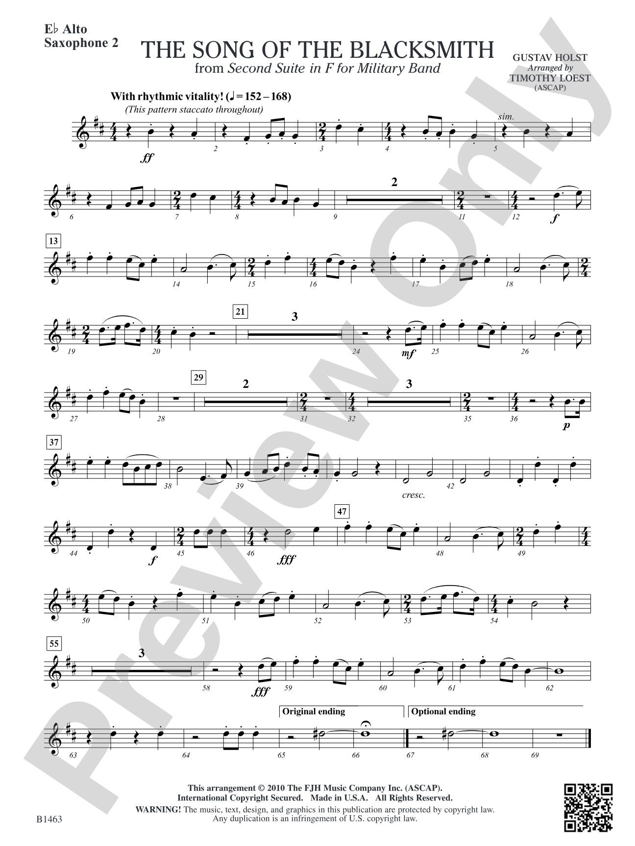 The Song of the Blacksmith: E-flat Alto Saxophone 2