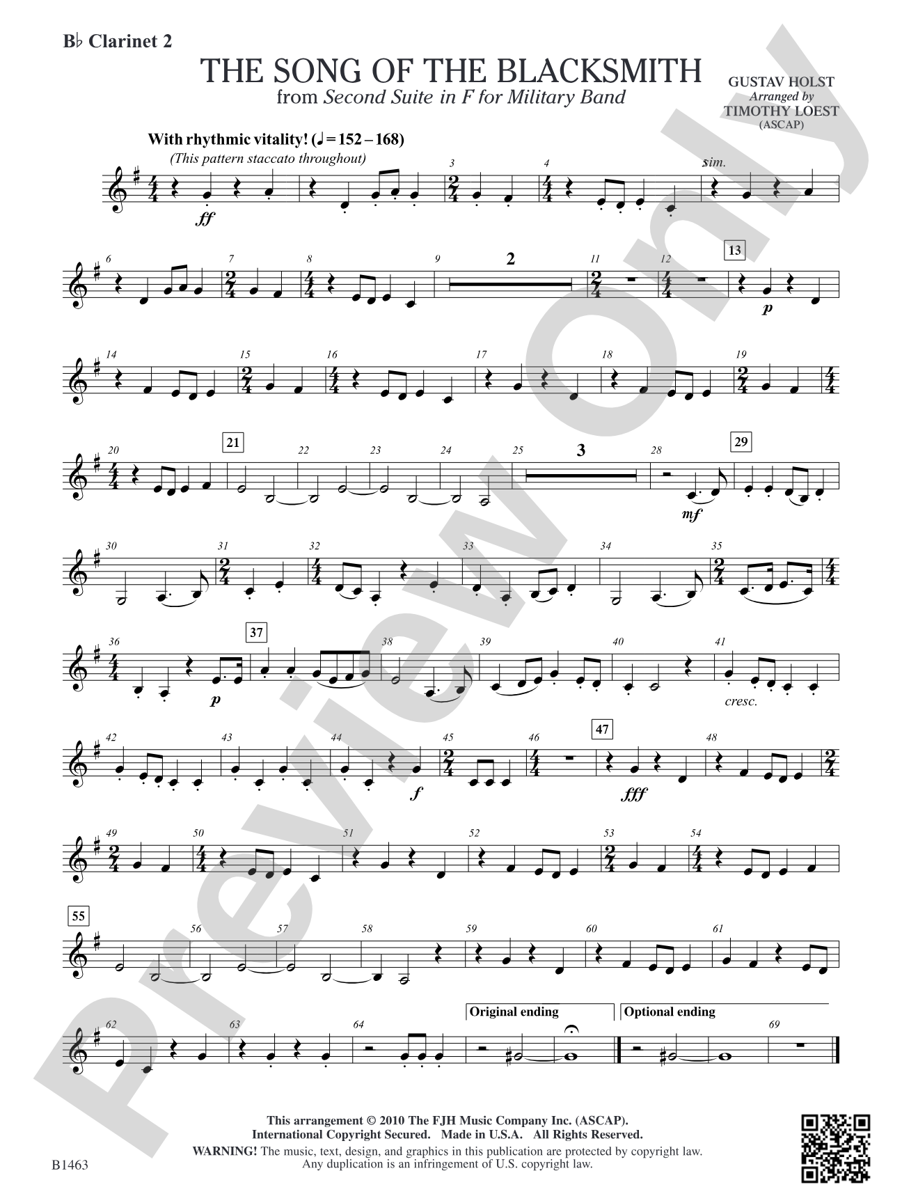 The Song of the Blacksmith: B-flat Clarinet 2