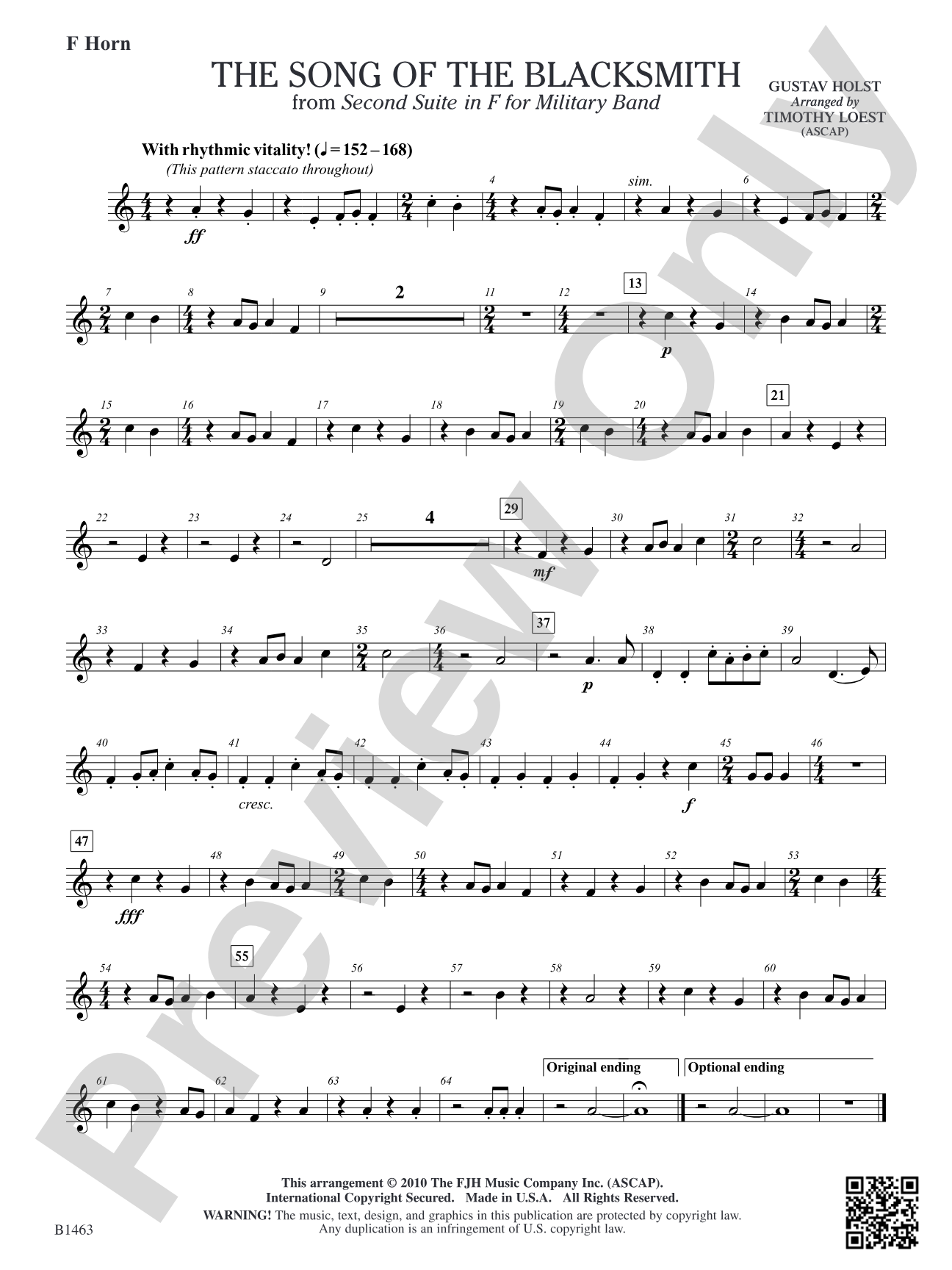 The Song of the Blacksmith: F Horn