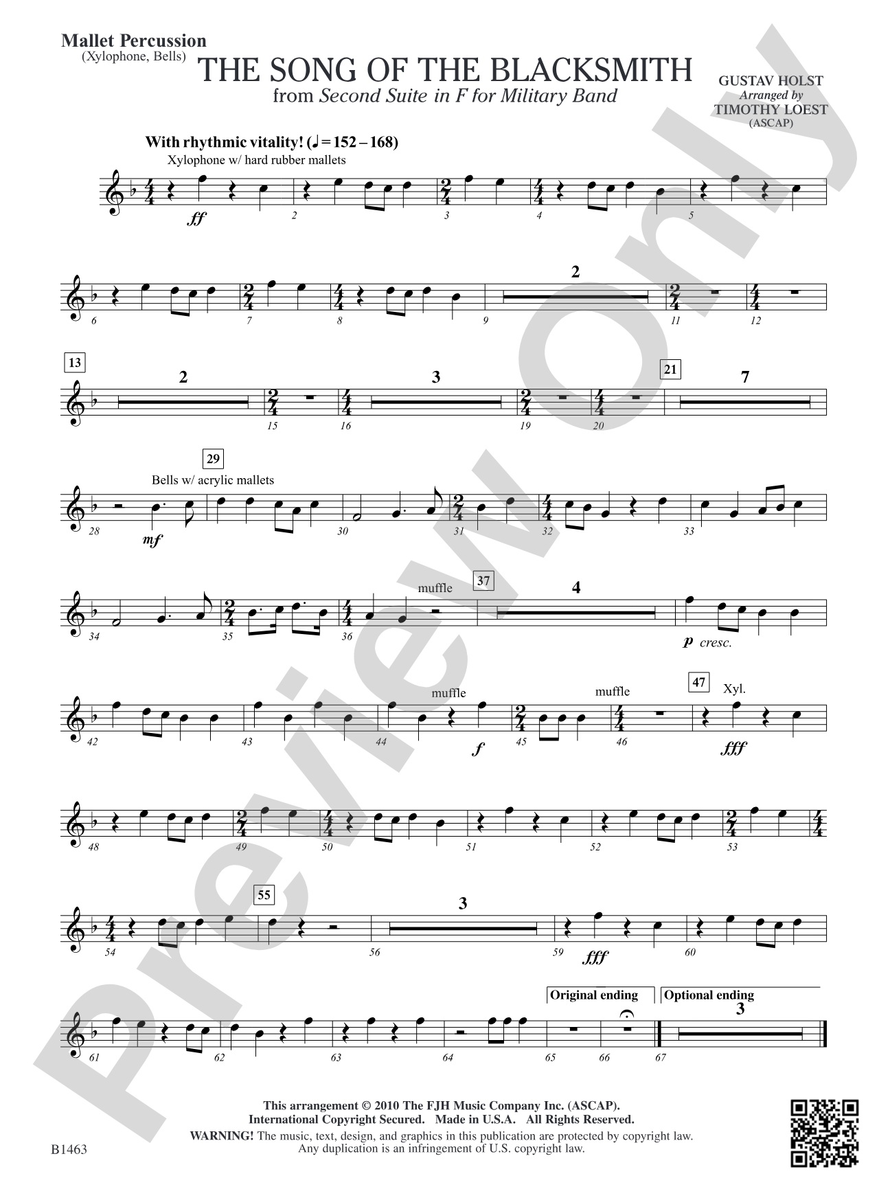 The Song of the Blacksmith: Mallet Percussion (Opt.)
