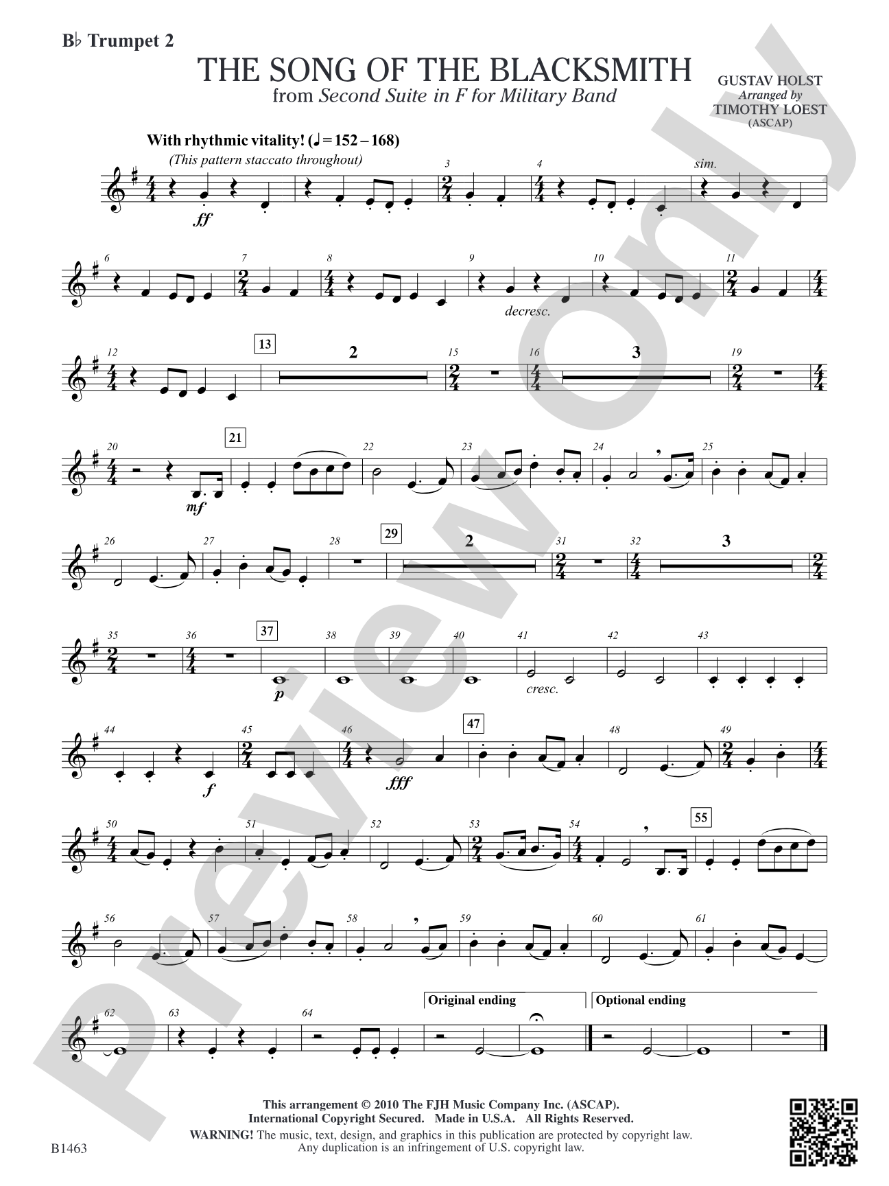 The Song of the Blacksmith: B-flat Trumpet 2