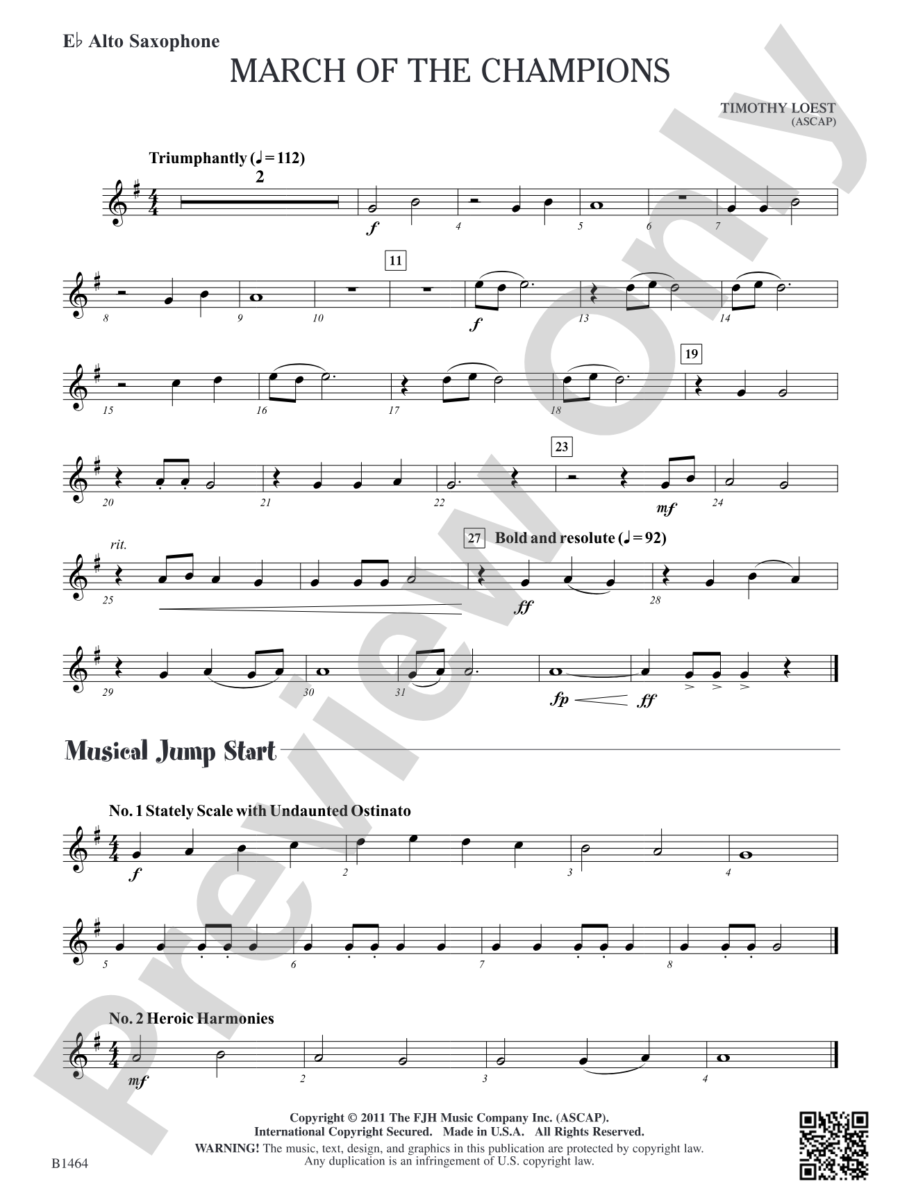 March of the Champions: E-flat Alto Saxophone