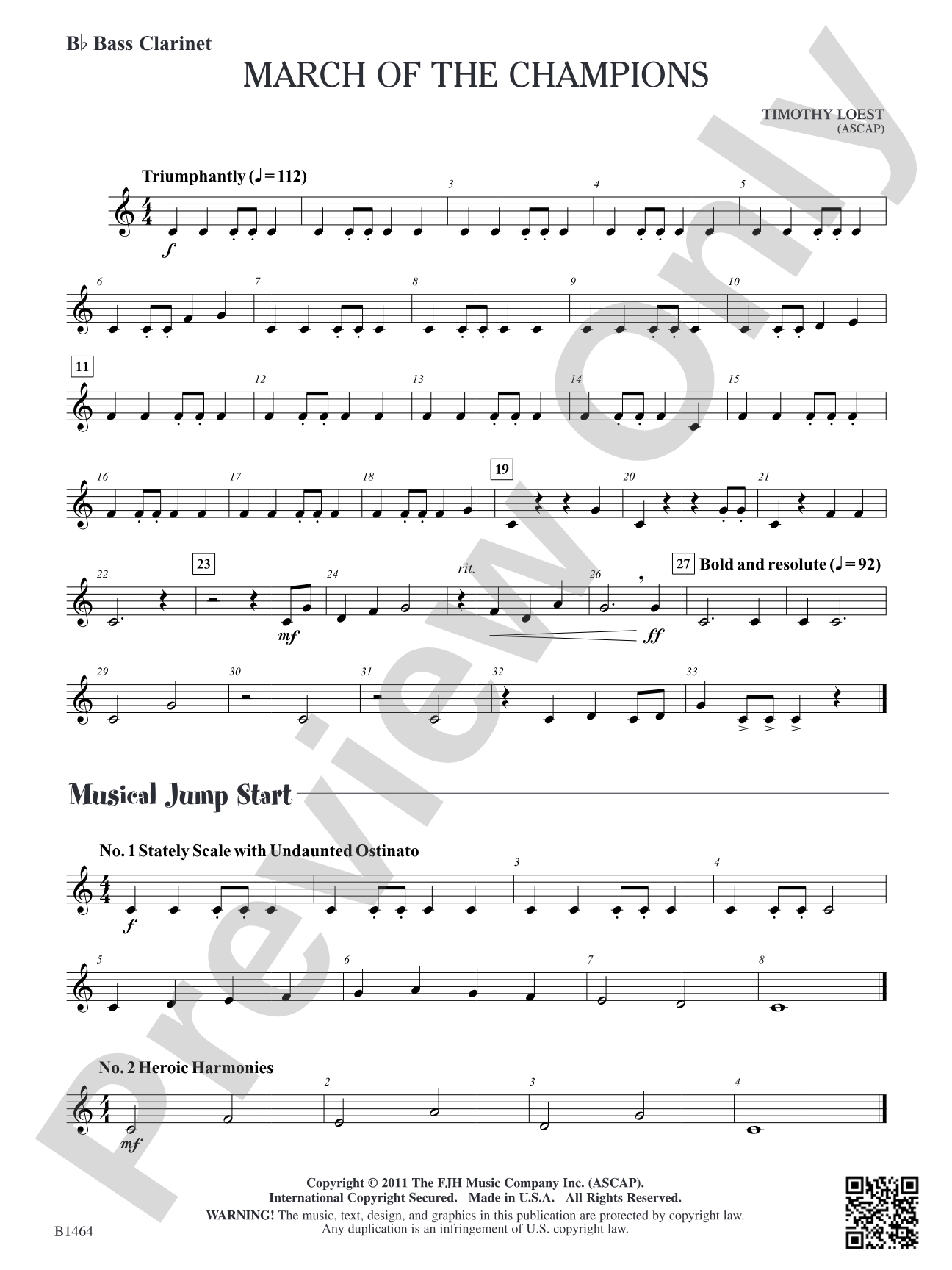 March of the Champions: B-flat Bass Clarinet