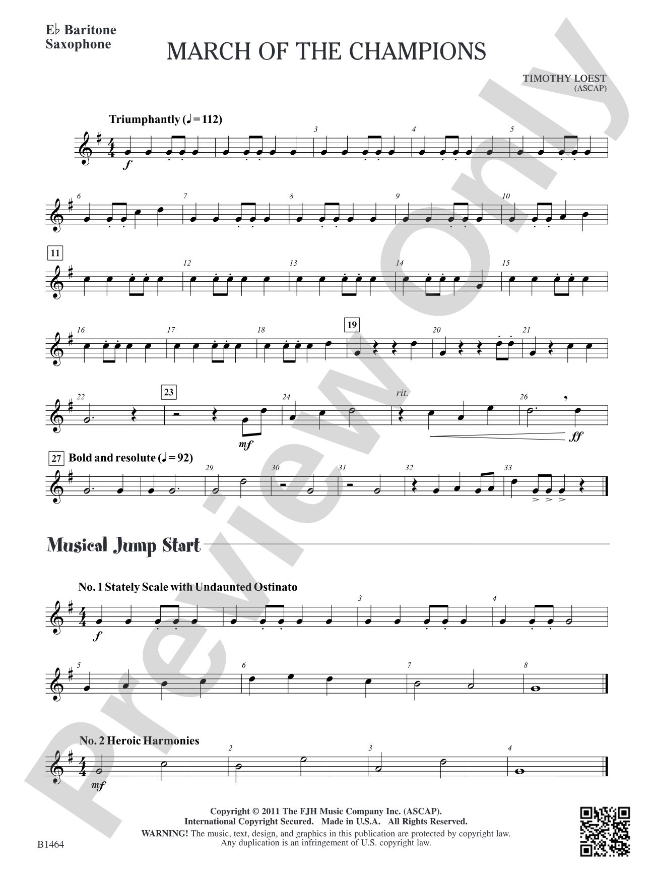 March of the Champions: E-flat Baritone Saxophone