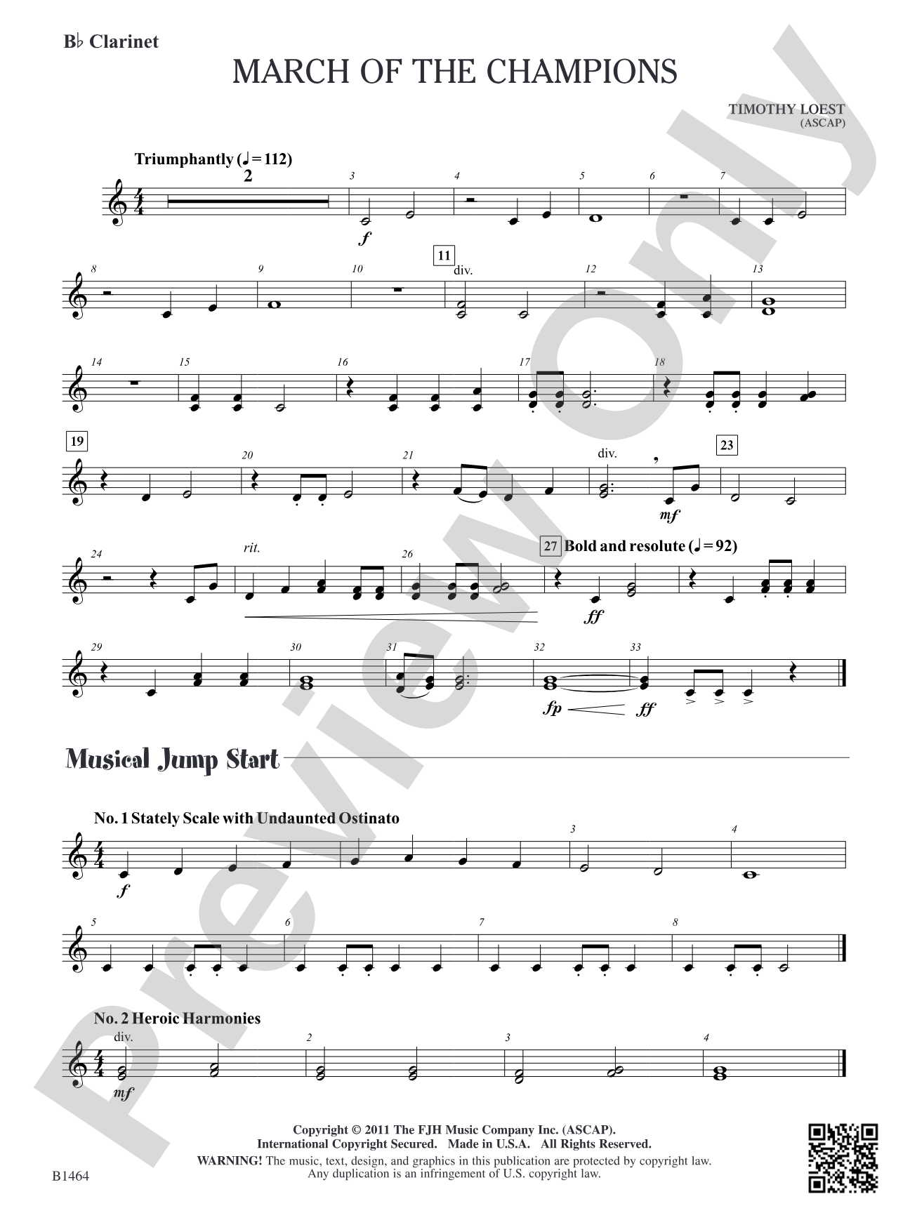 March of the Champions: B-flat Clarinet