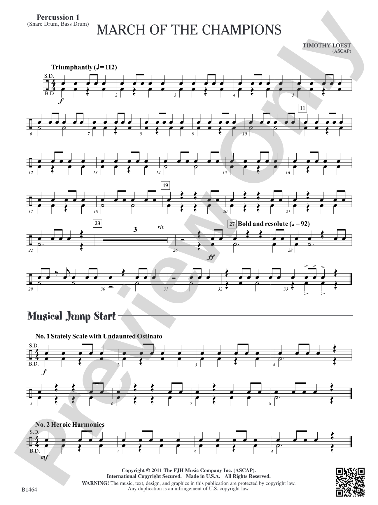March of the Champions: Percussion 1
