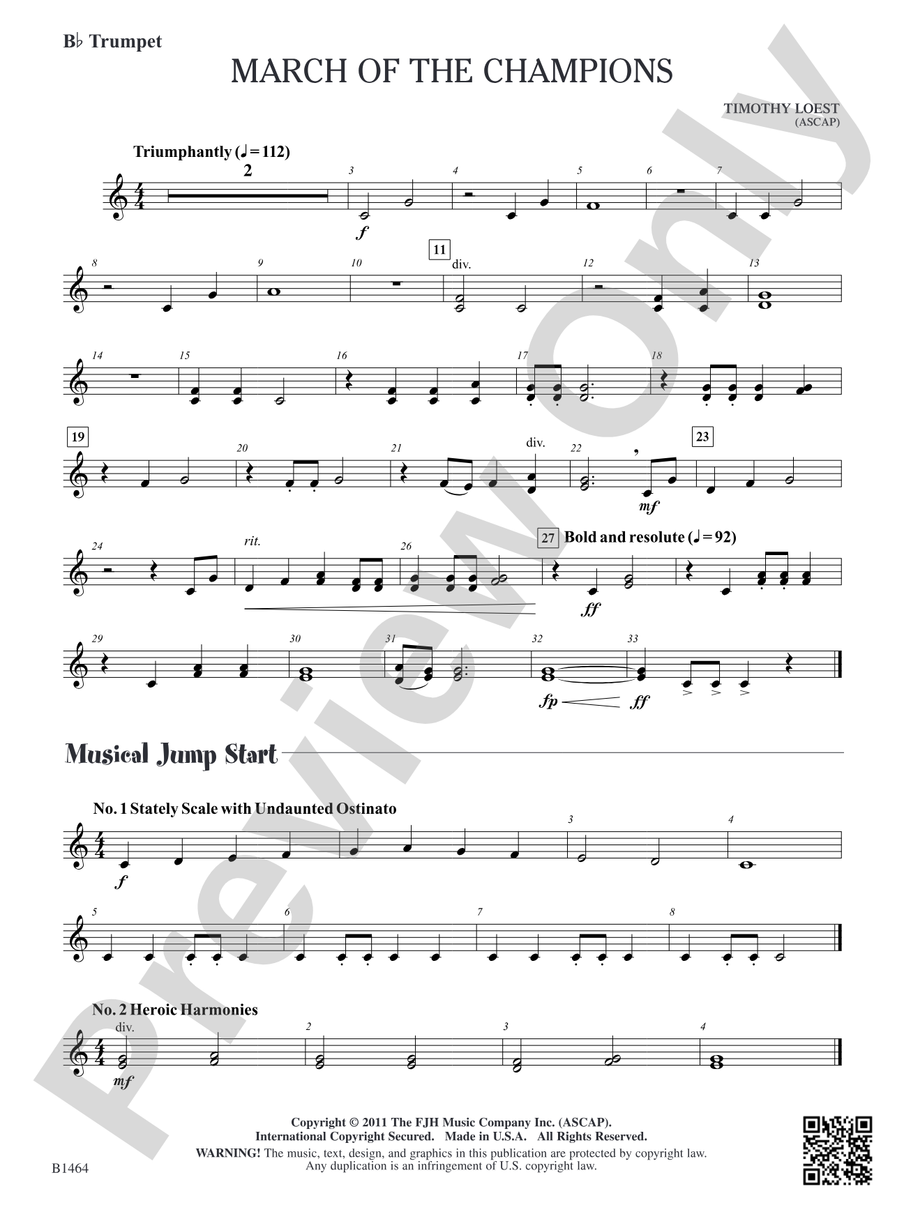 March of the Champions: B-flat Trumpet
