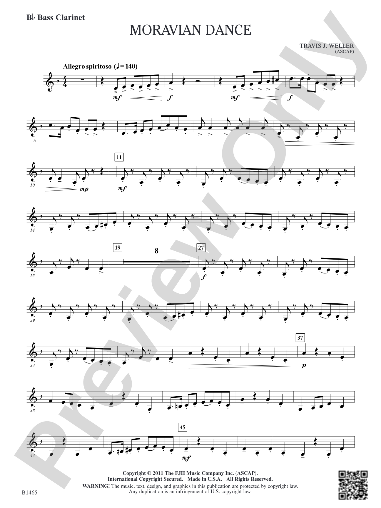 Moravian Dance: B-flat Bass Clarinet