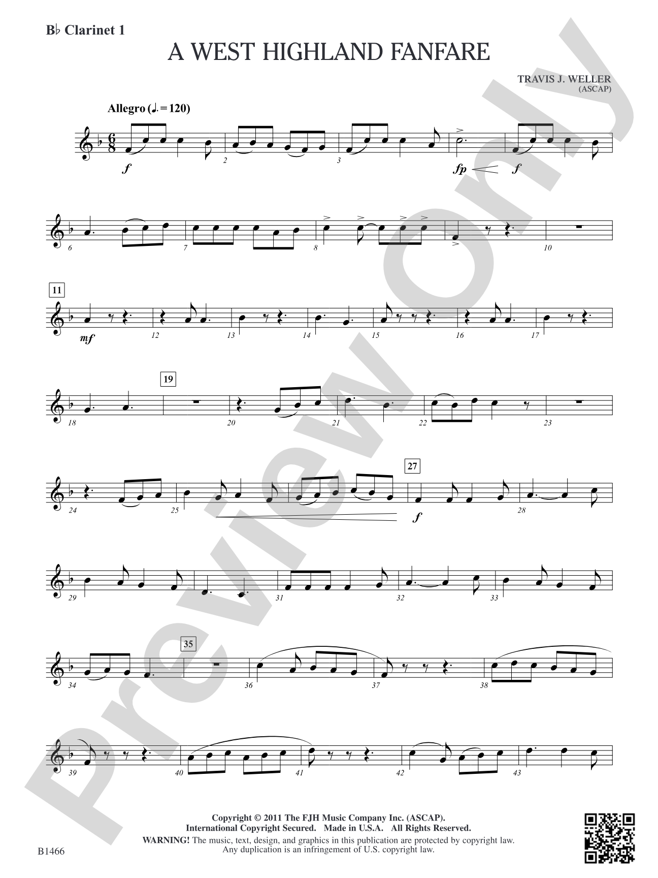 A West Highland Fanfare: B-flat Clarinet 1