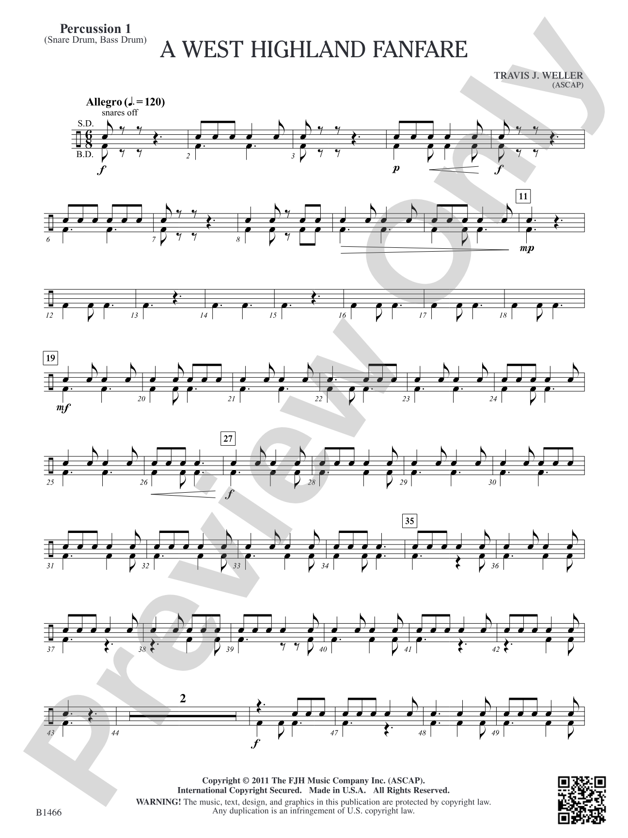 A West Highland Fanfare: Percussion 1